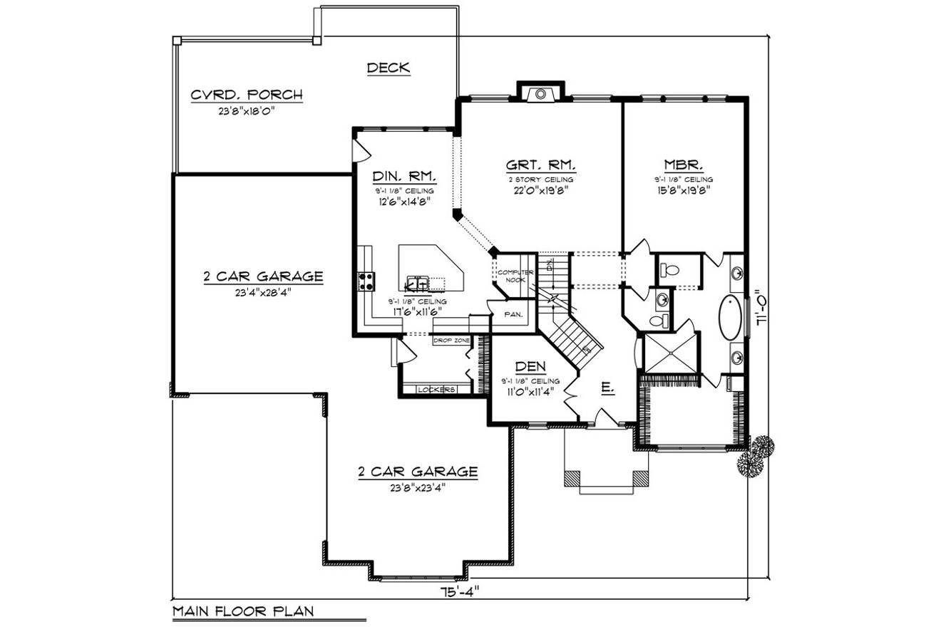 Prairie House Plan - 93690 - 1st Floor Plan