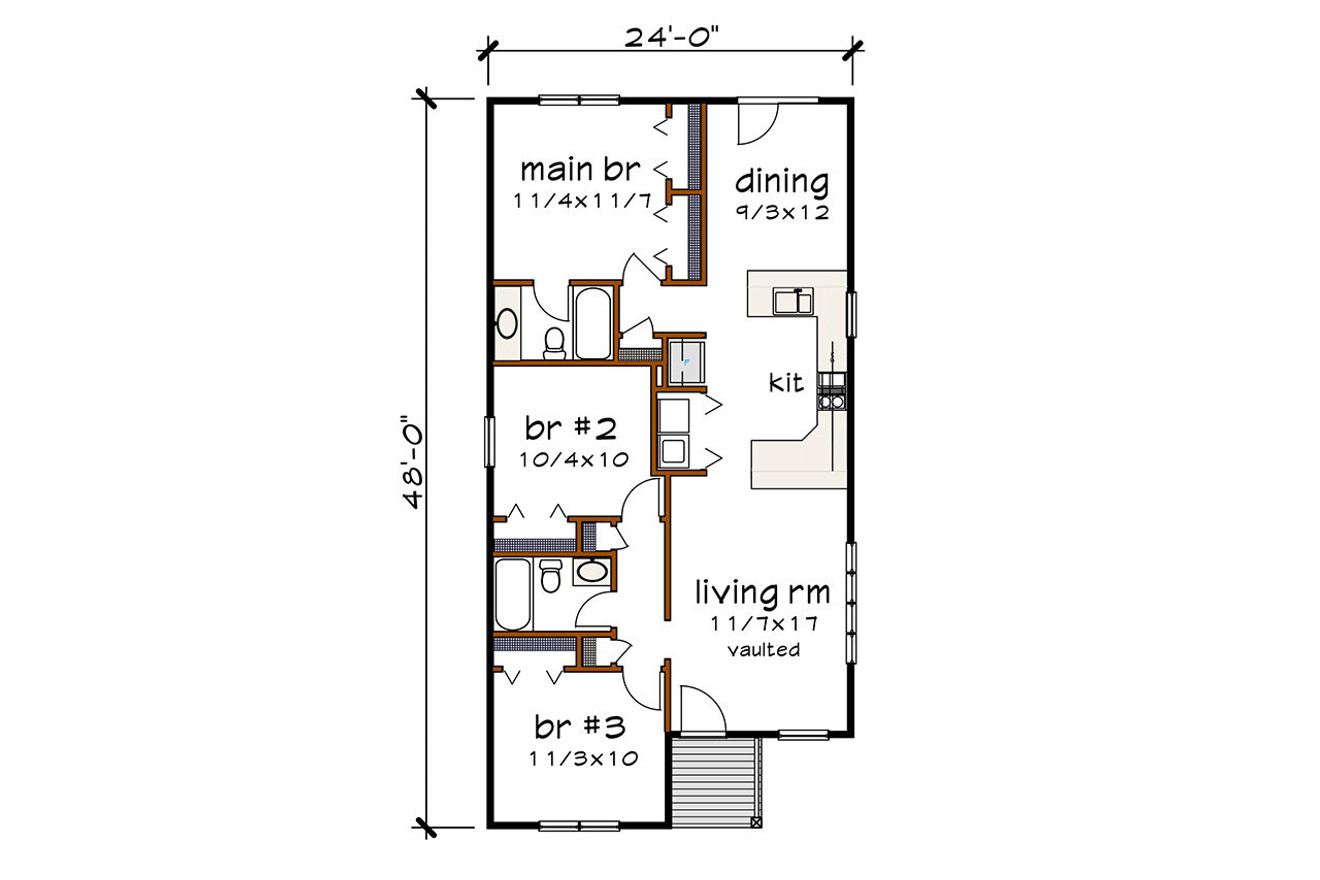 Modern House Plan - 93732 - 1st Floor Plan
