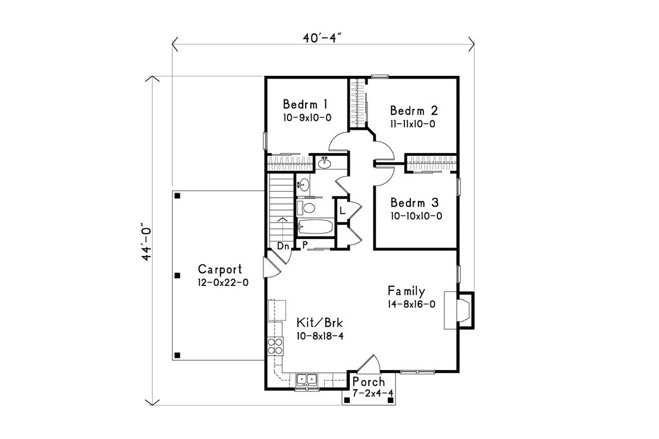 Cottage House Plan - 93966 - 1st Floor Plan