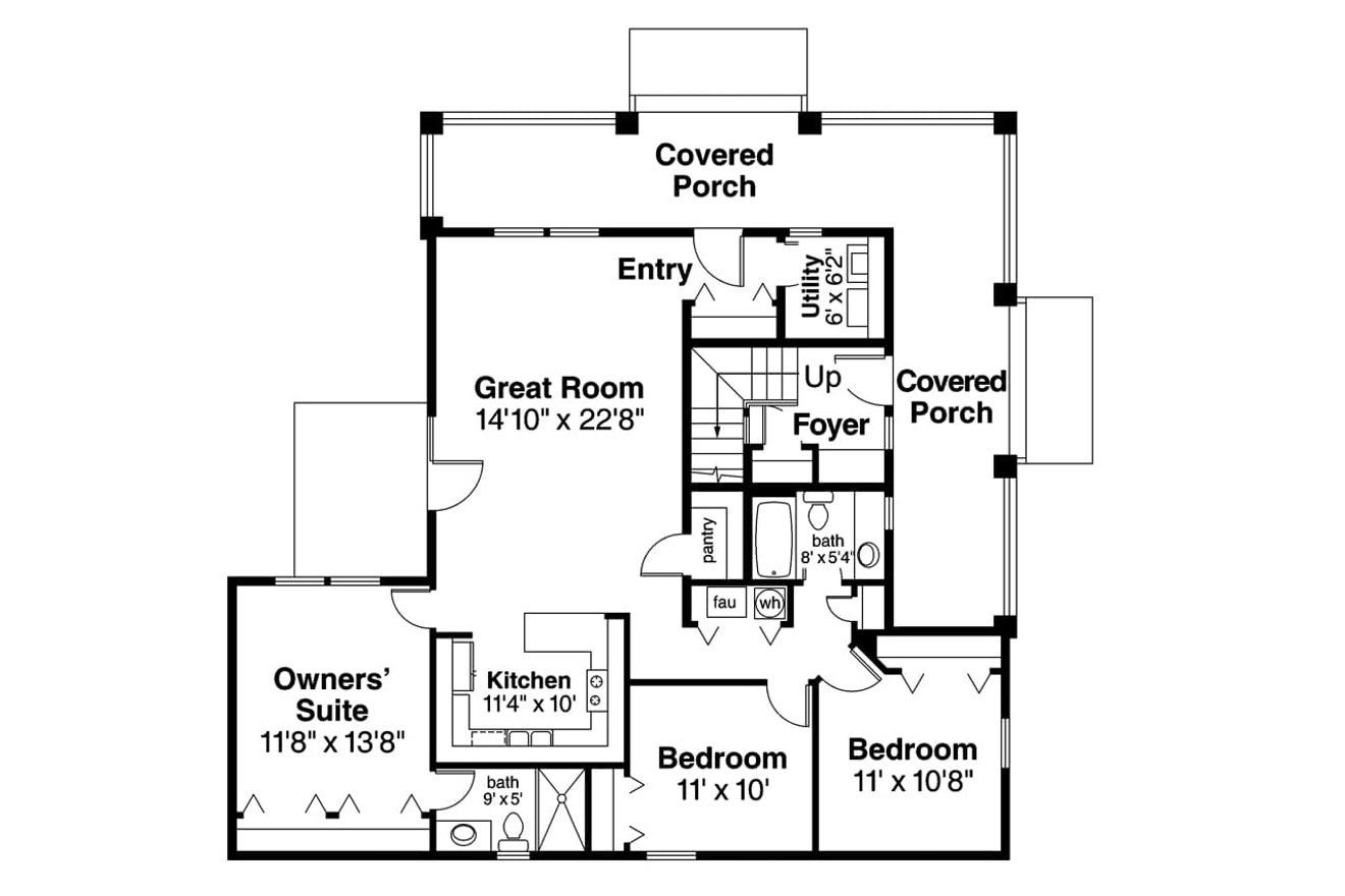 Craftsman House Plan - Tupelo 94115 - 1st Floor Plan
