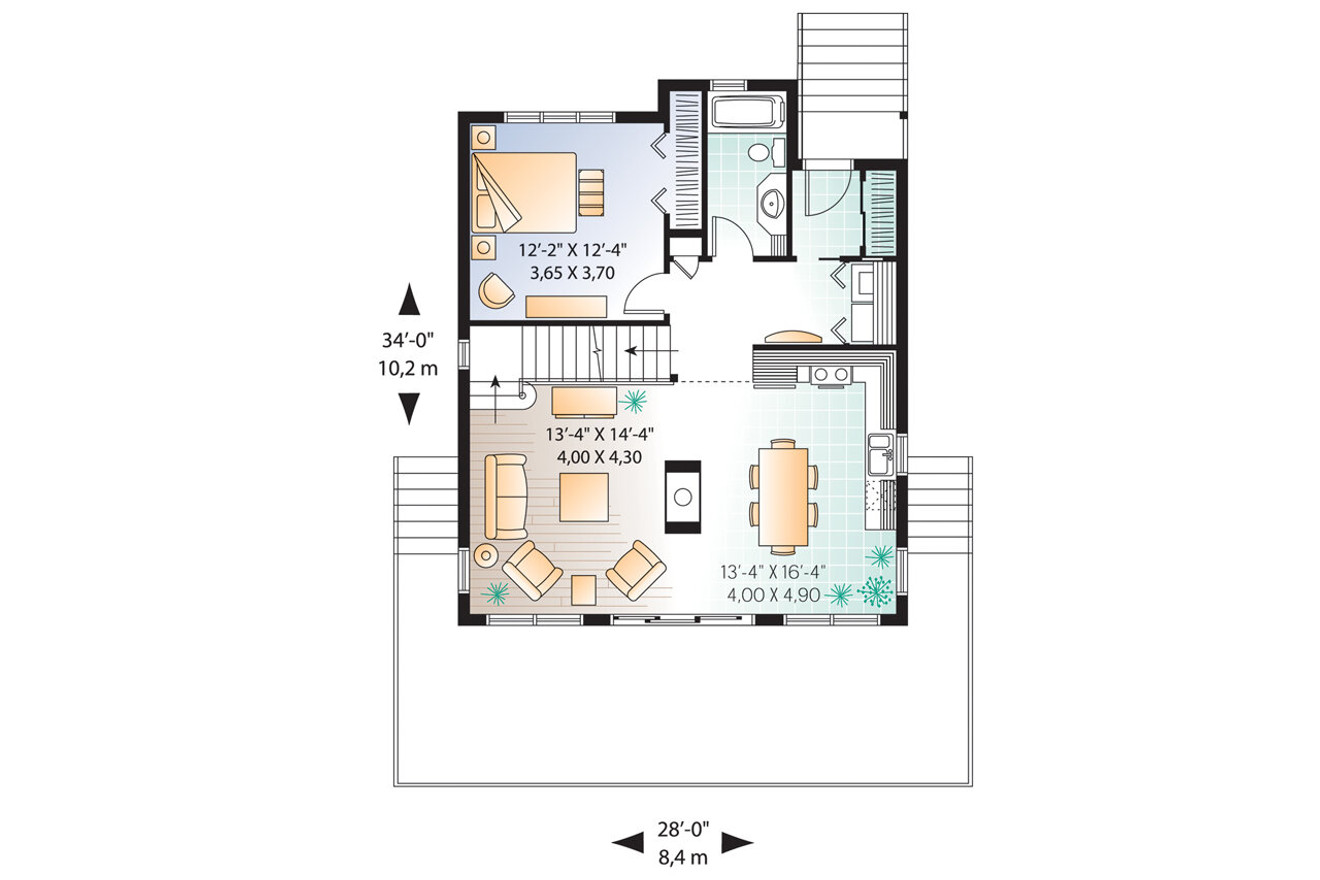 A-Frame House Plan - Skylark 3 94498 - 1st Floor Plan