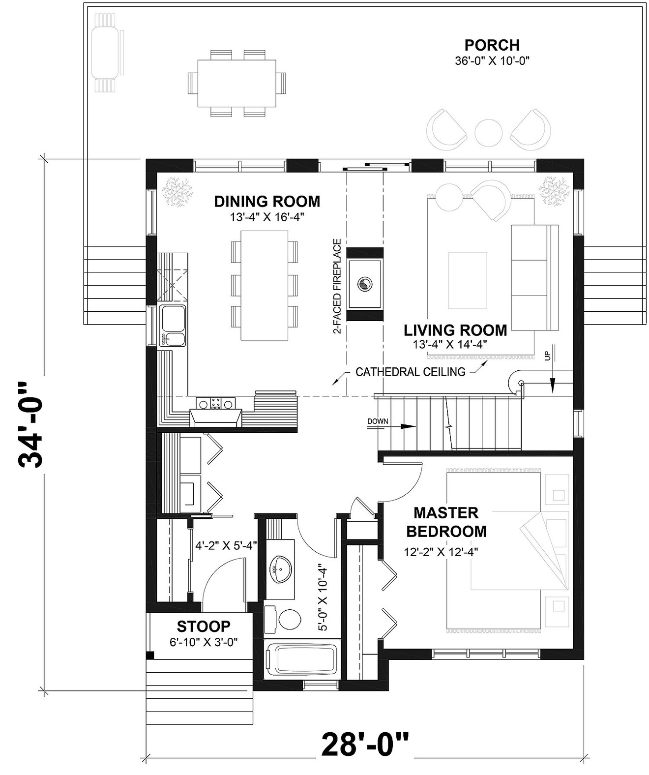 A-Frame House Plan - Skylark 3 94498 - 1st Floor Plan