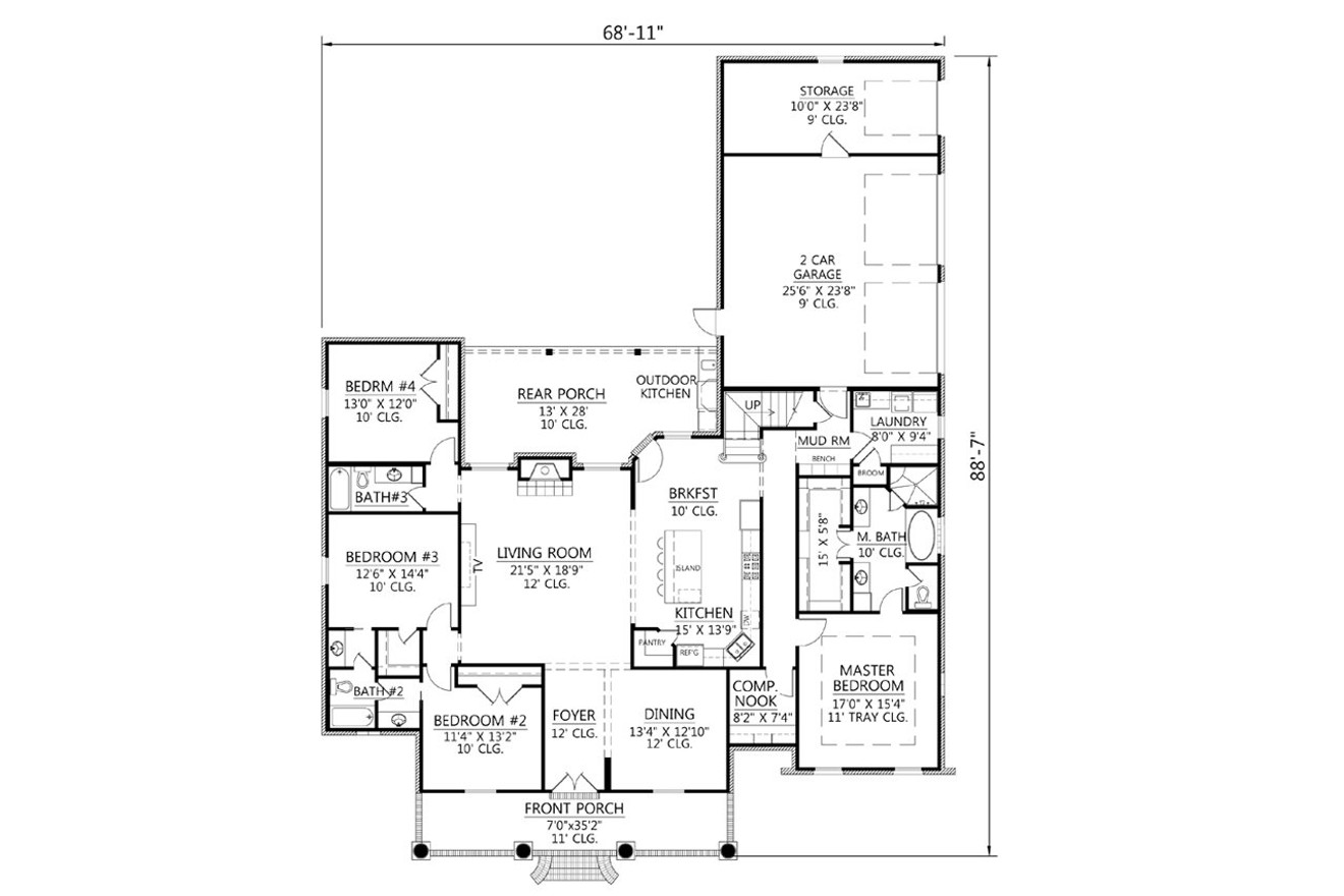 European House Plan - Tuscaloosa 94677 - 1st Floor Plan