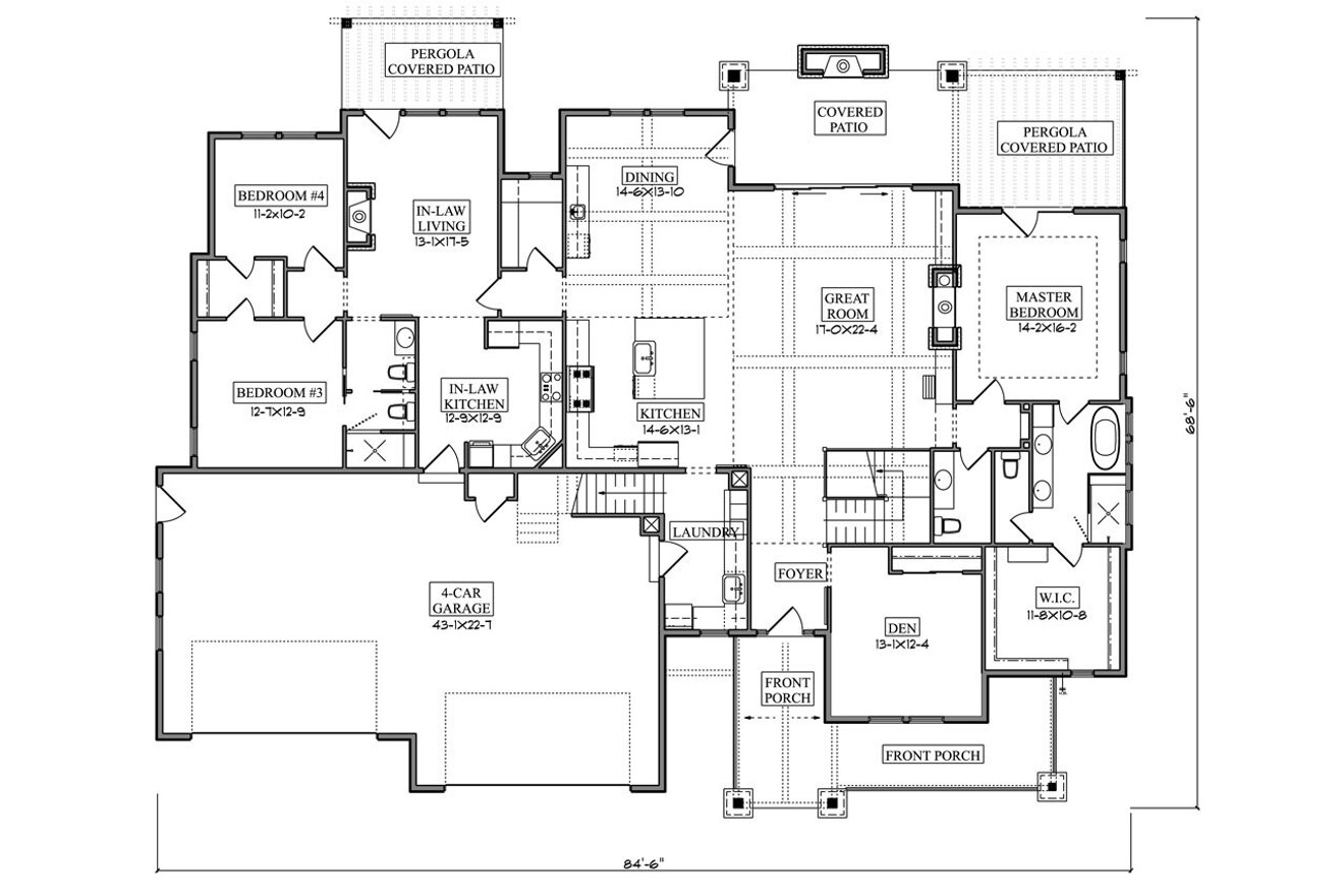 Craftsman House Plan - Fort Laramie 94821 - 1st Floor Plan