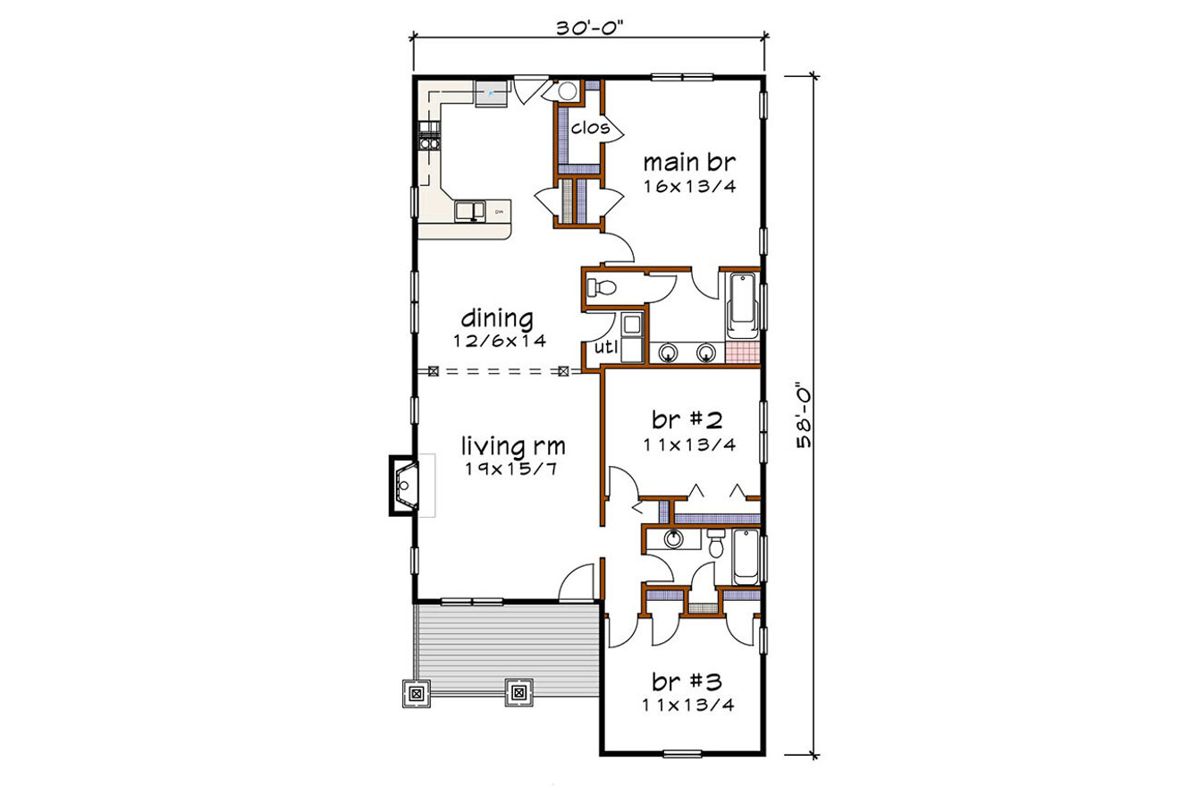 Cottage House Plan - 94911 - 1st Floor Plan