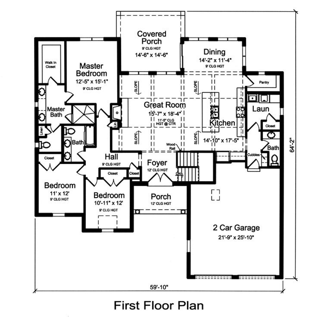 Ranch House Plan - The Vicksburg 94986 - 1st Floor Plan