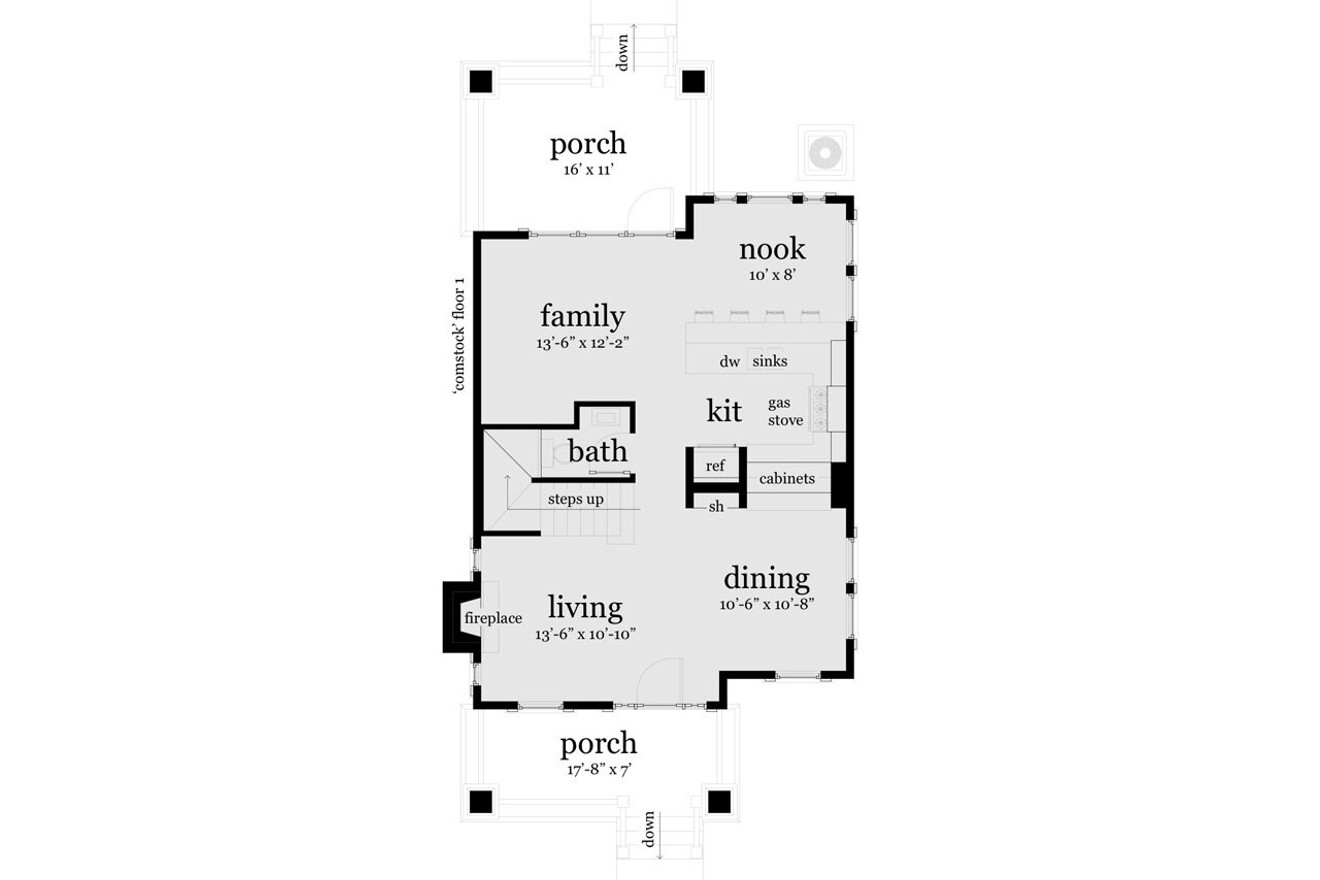 Craftsman House Plan - Comstock 95186 - 1st Floor Plan