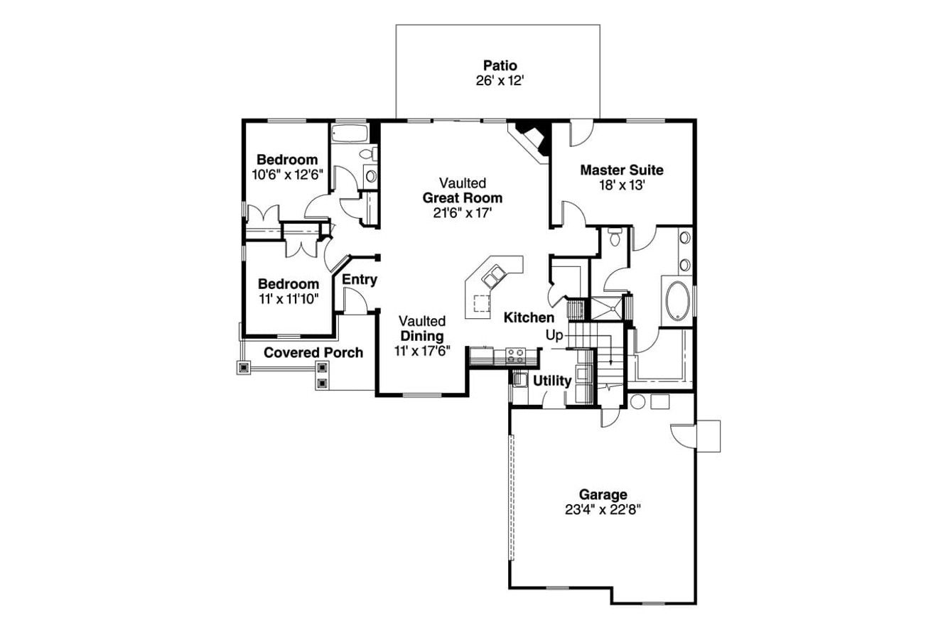 Craftsman House Plan - Kilbourn 95368 - 1st Floor Plan