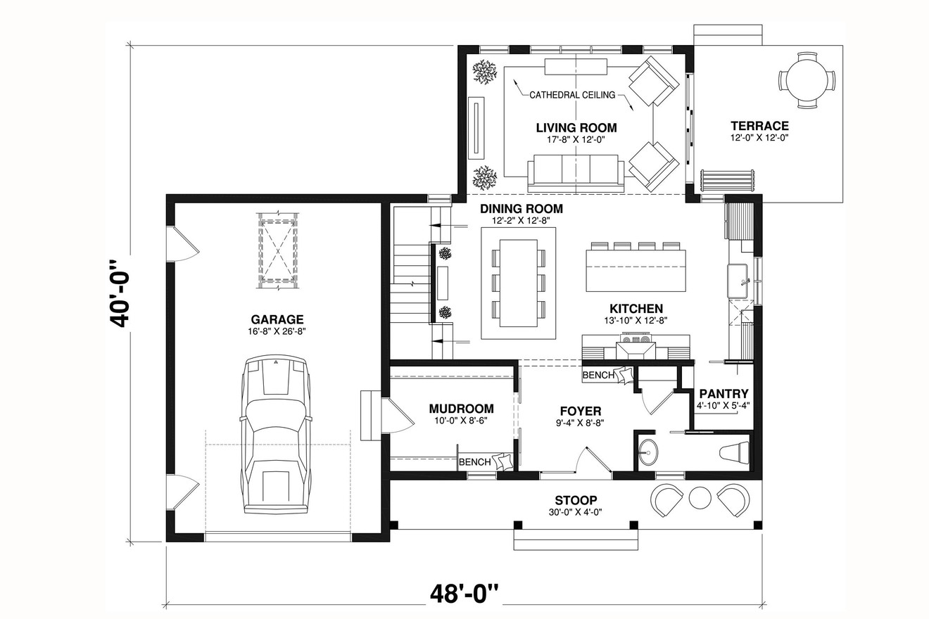 Farmhouse House Plan - Oaks 95488 - 1st Floor Plan