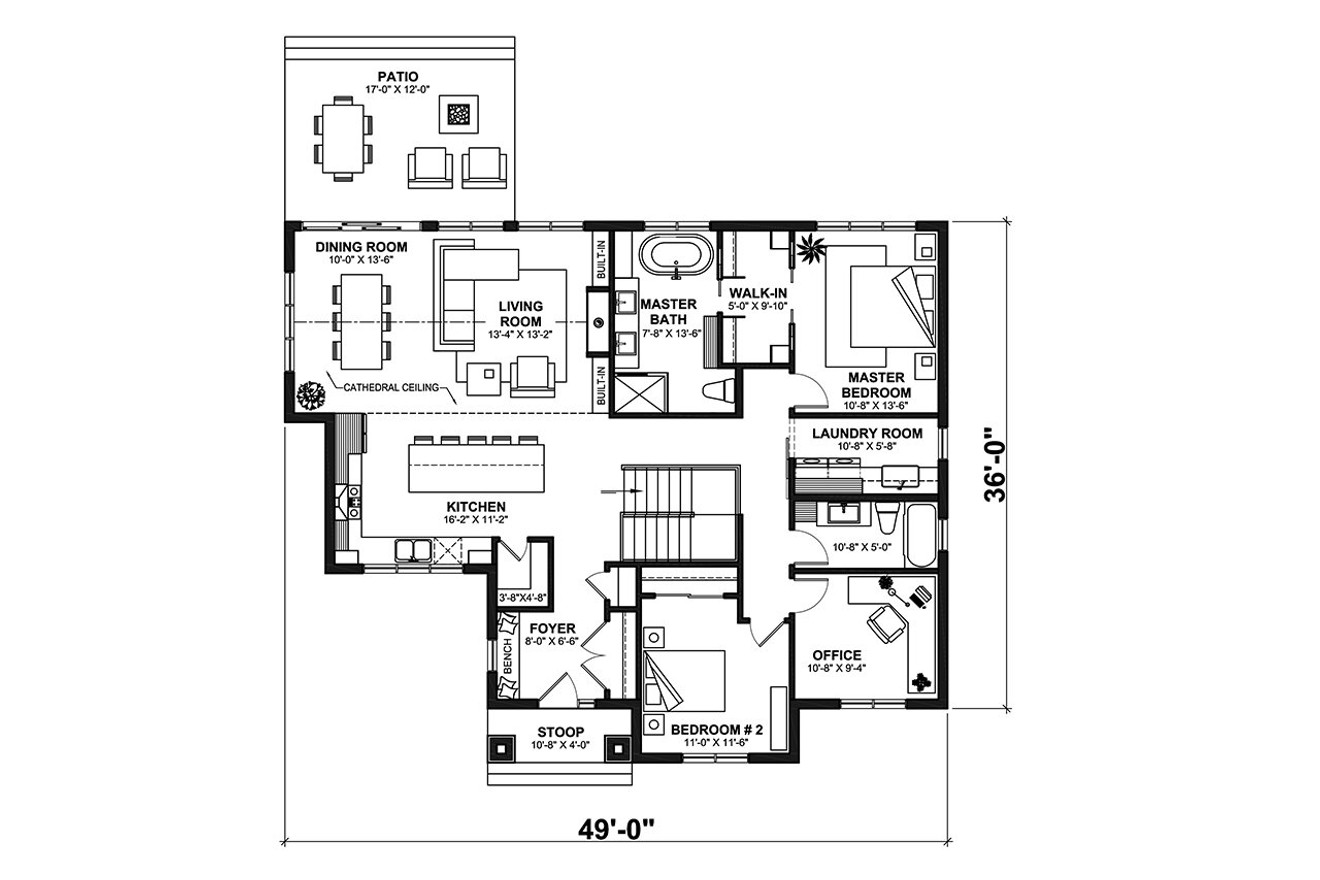 Farmhouse House Plan - Hubert 95752 - 1st Floor Plan