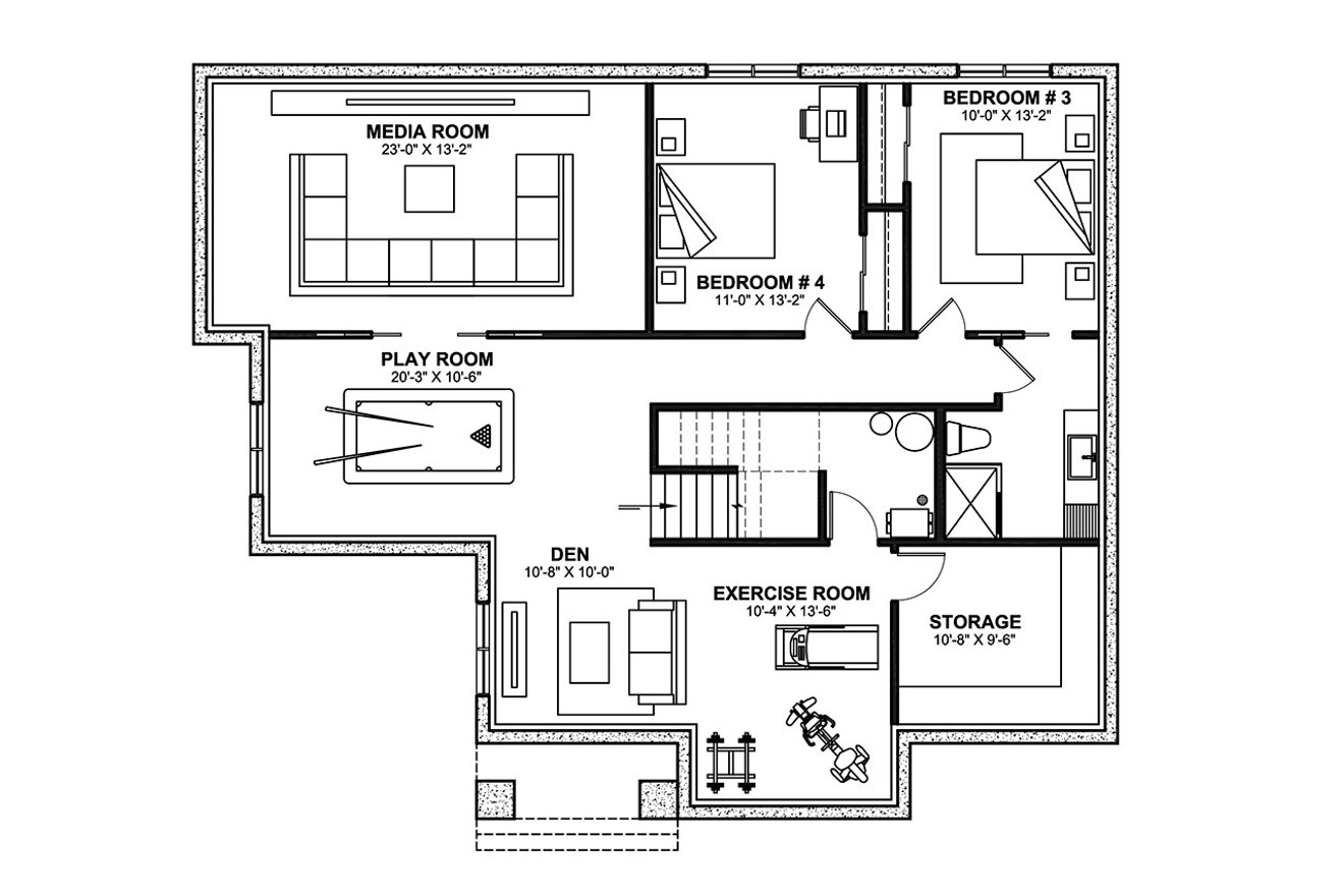 Farmhouse House Plan - Hubert 95752 - Basement Floor Plan