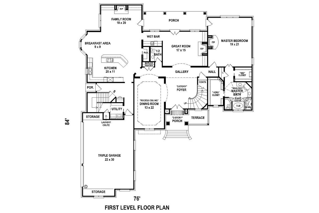 European House Plan - 96798 - 1st Floor Plan