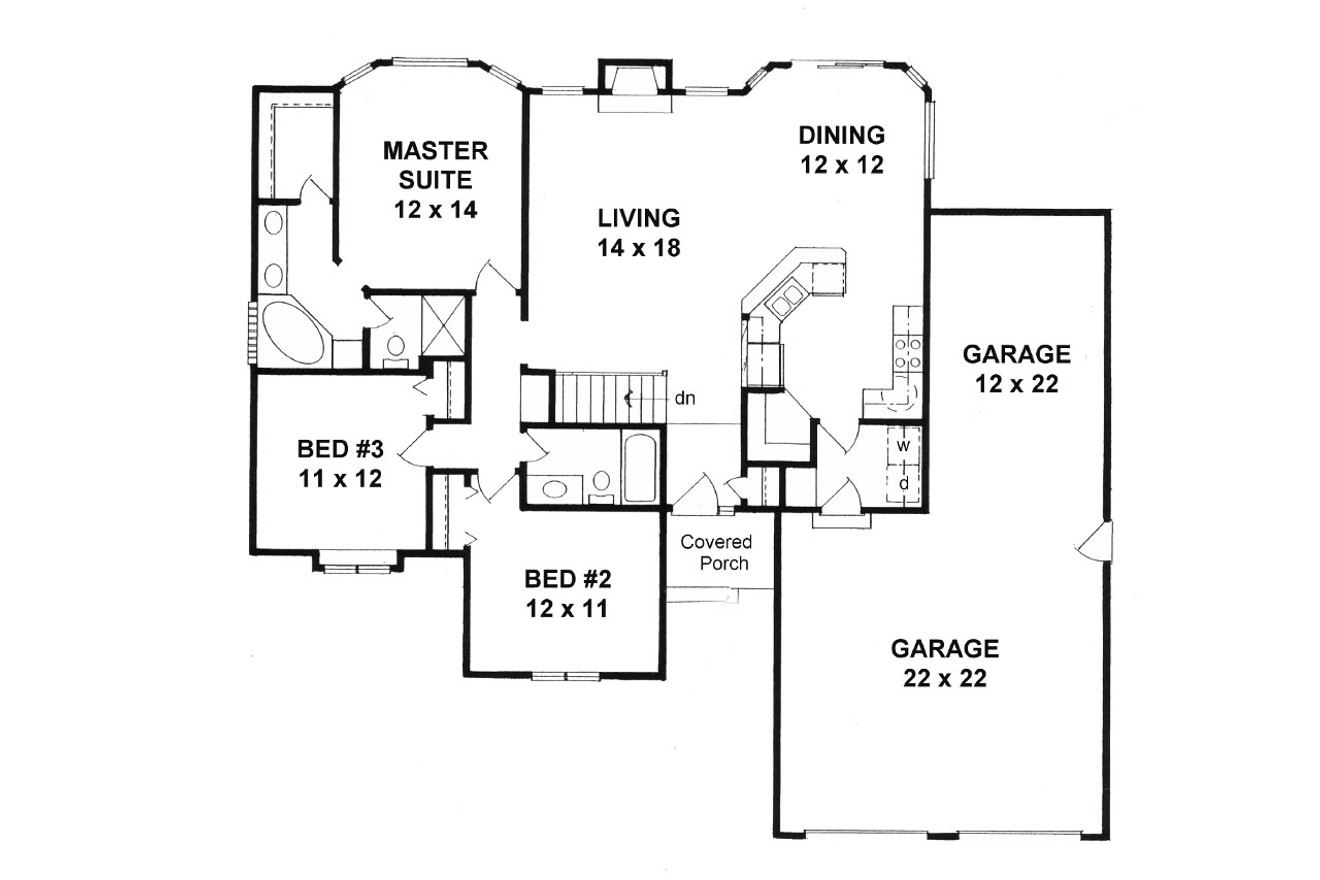 Traditional House Plan - 97380 - 1st Floor Plan