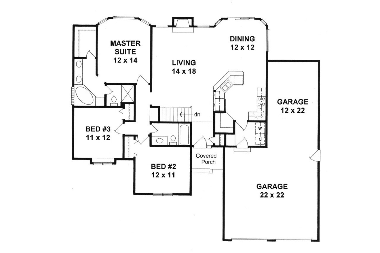 Traditional House Plan - 97380 - 1st Floor Plan