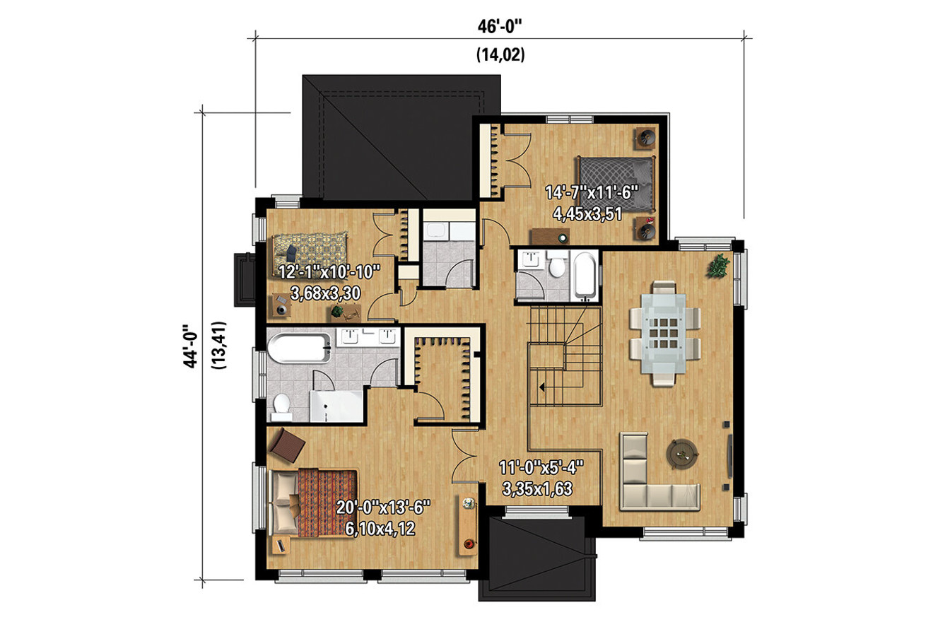 Secondary Image - Contemporary House Plan - 97938 - 2nd Floor Plan