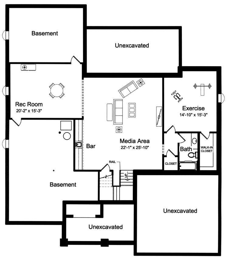 Secondary Image - Traditional House Plan - Bethany 98063 - Basement Floor Plan
