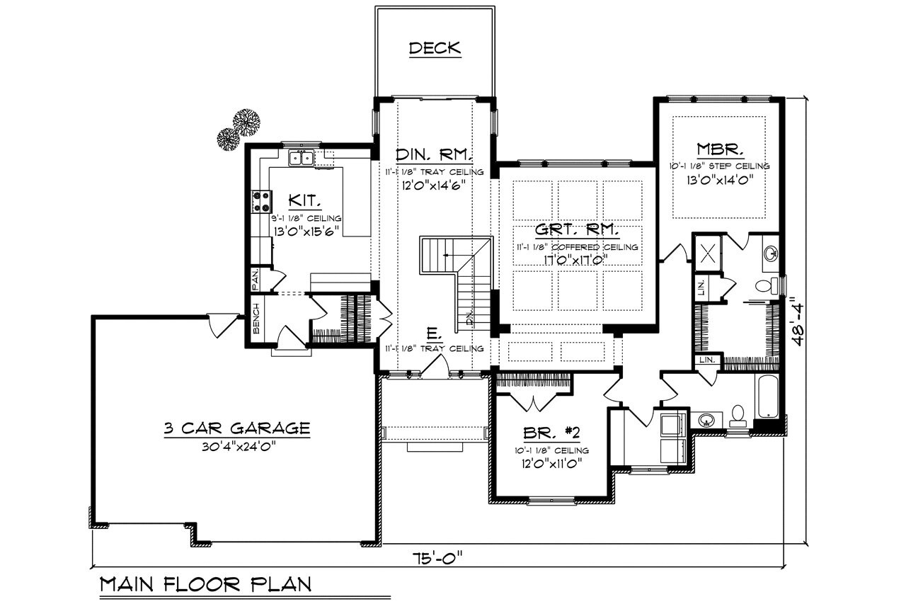 Ranch House Plan - 98123 - 1st Floor Plan