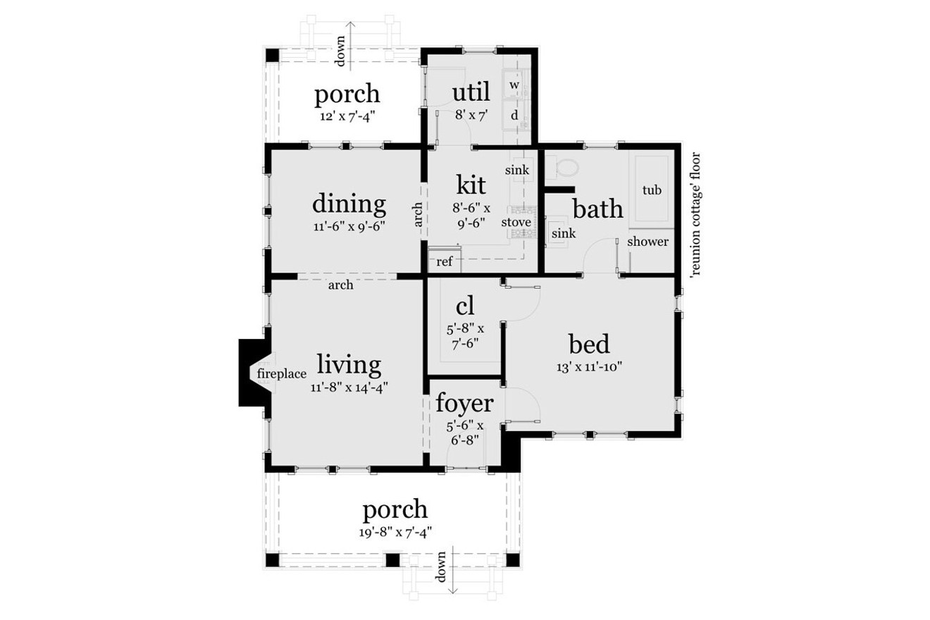 Cottage House Plan - Reunion Cottage 98331 - 1st Floor Plan