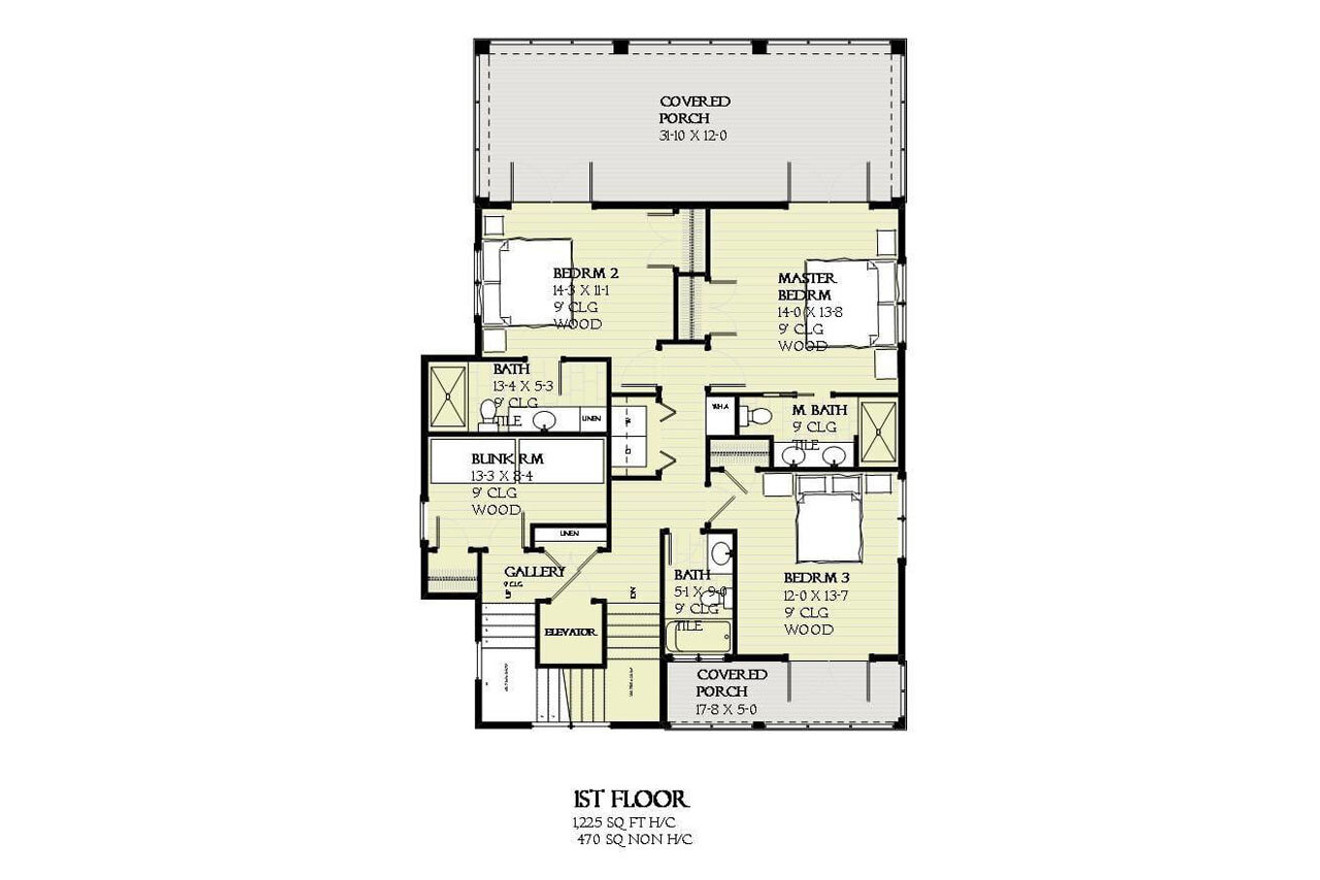 Southern House Plan - Rosemary 98656 - 1st Floor Plan