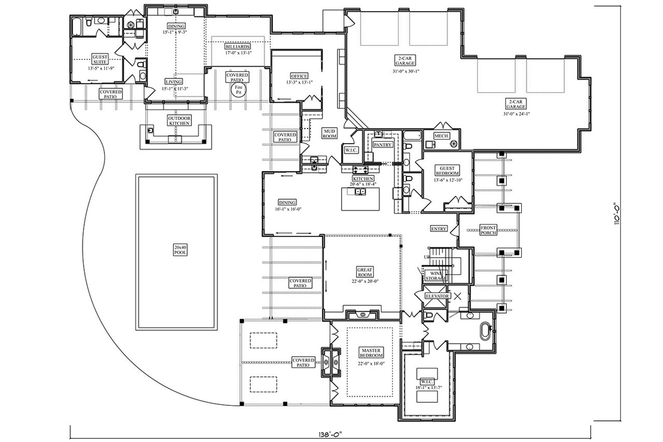Craftsman House Plan - Blacktail Meadow 98974 - 1st Floor Plan