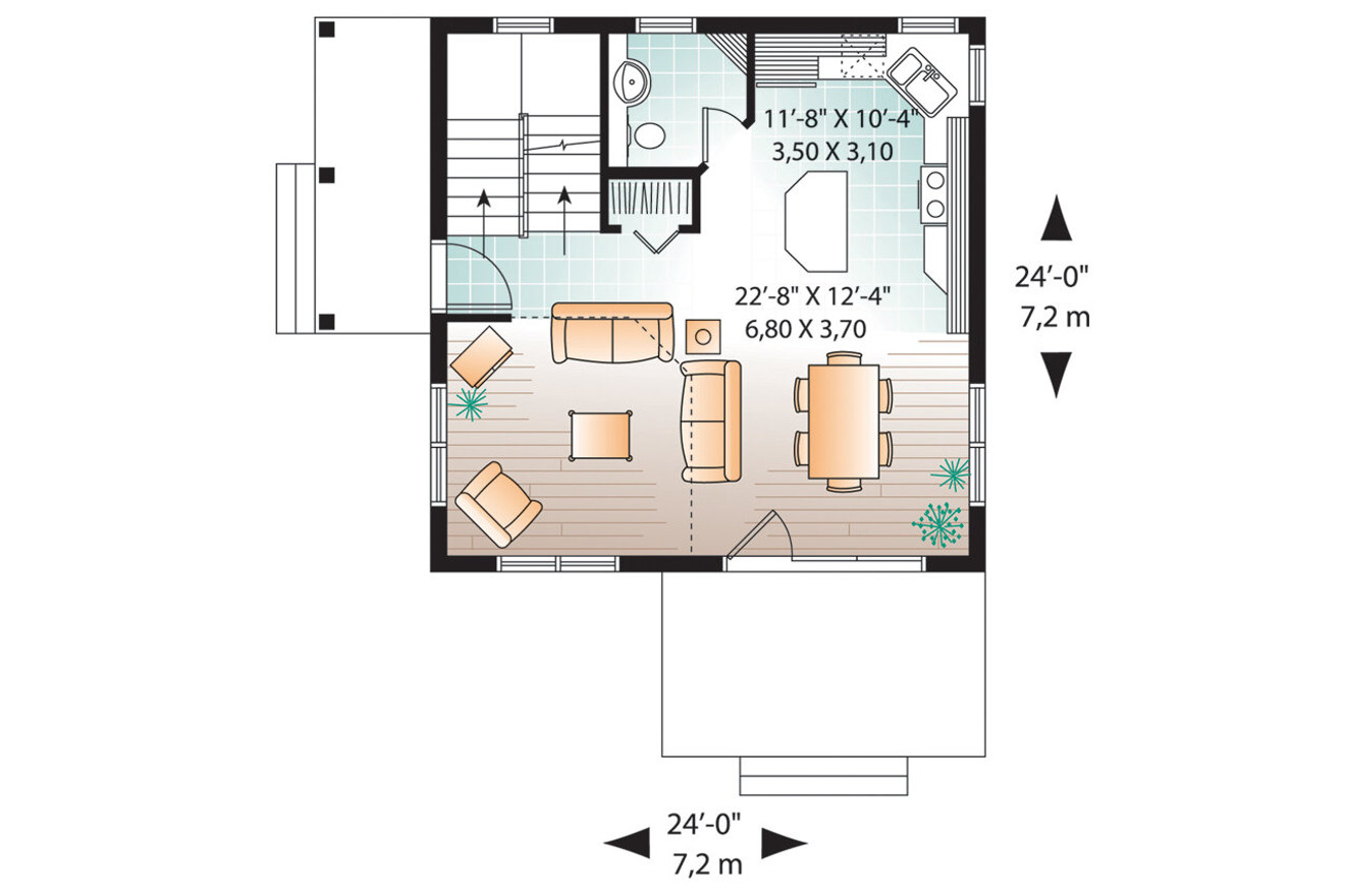A-Frame House Plan - Willowgate 99089 - 1st Floor Plan