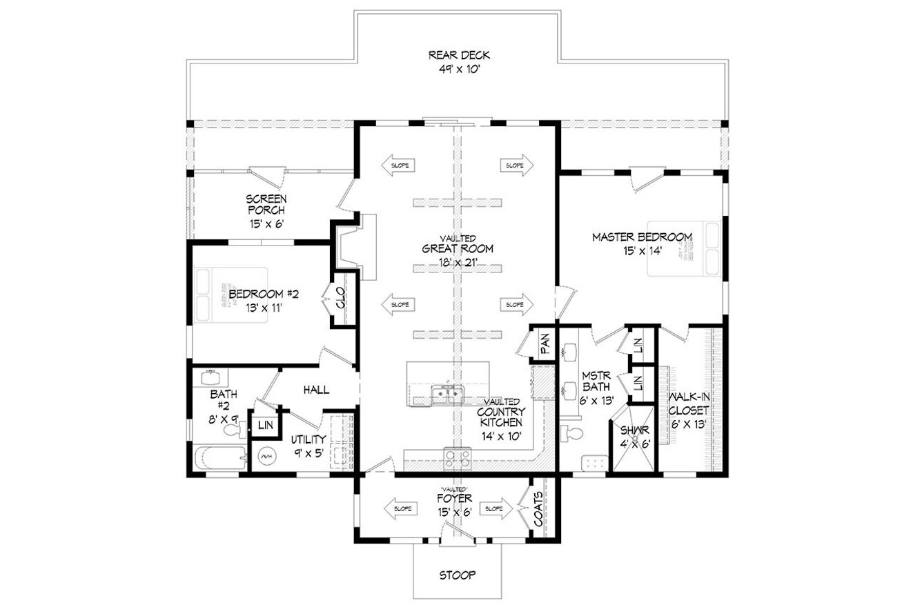Lodge Style House Plan - Deep Freeze 99368 - 1st Floor Plan