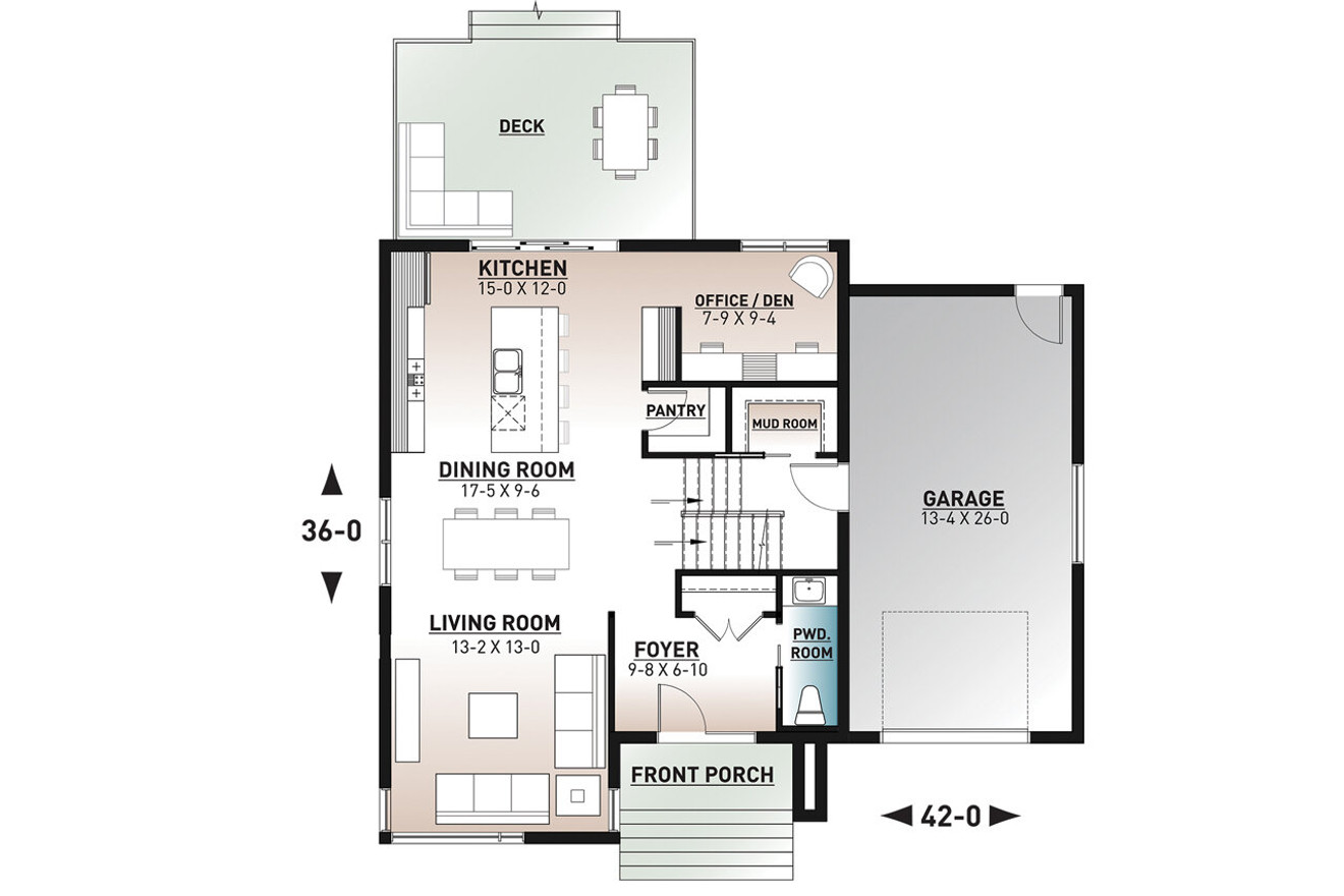 Contemporary House Plan - Sequoia 3 99512 - 1st Floor Plan