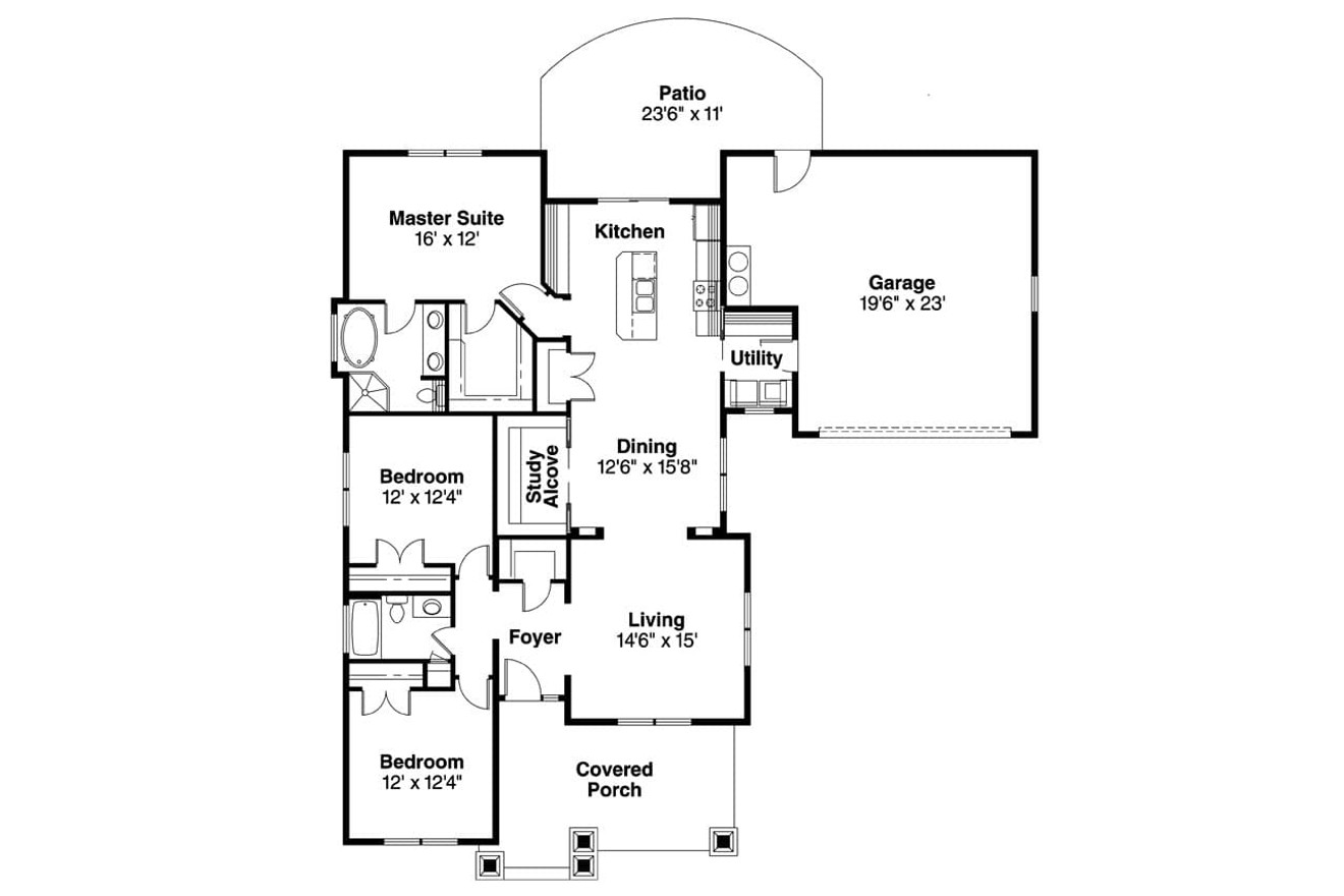 Cottage House Plan - St. Clair 99703 - 1st Floor Plan
