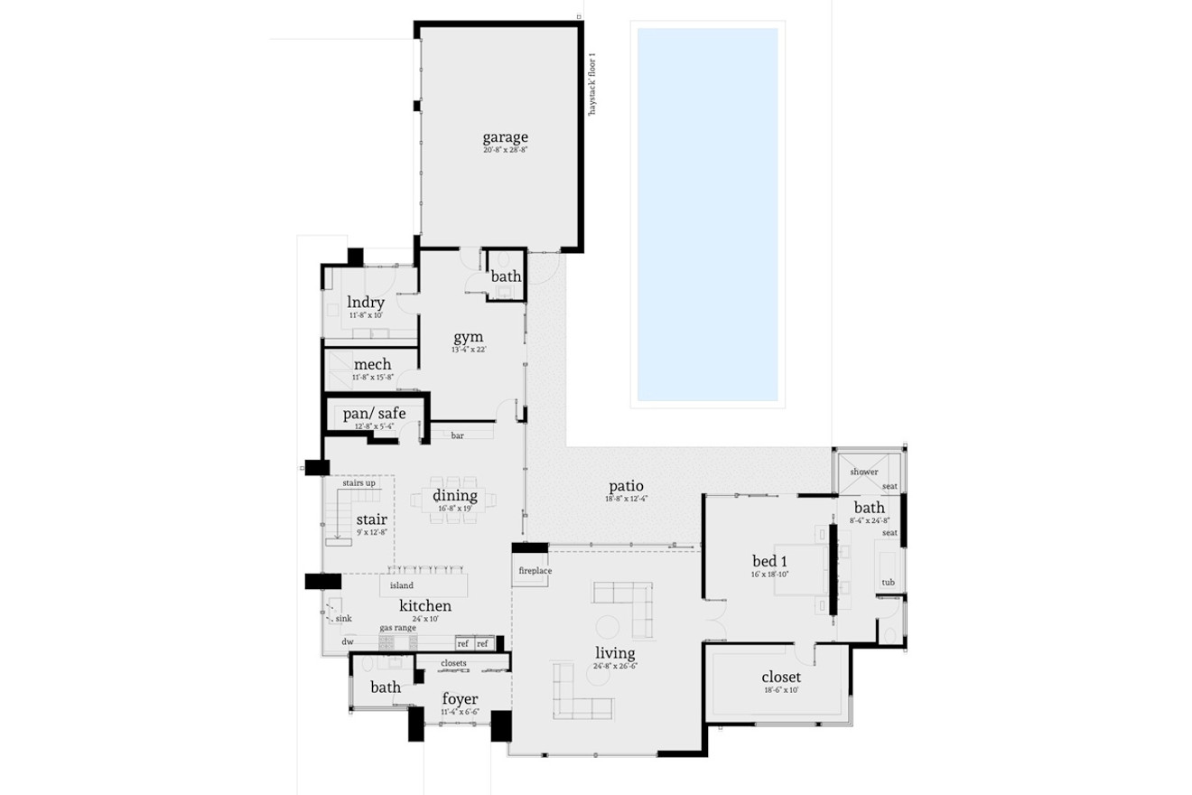 Modern House Plan - Haystack 99745 - 1st Floor Plan