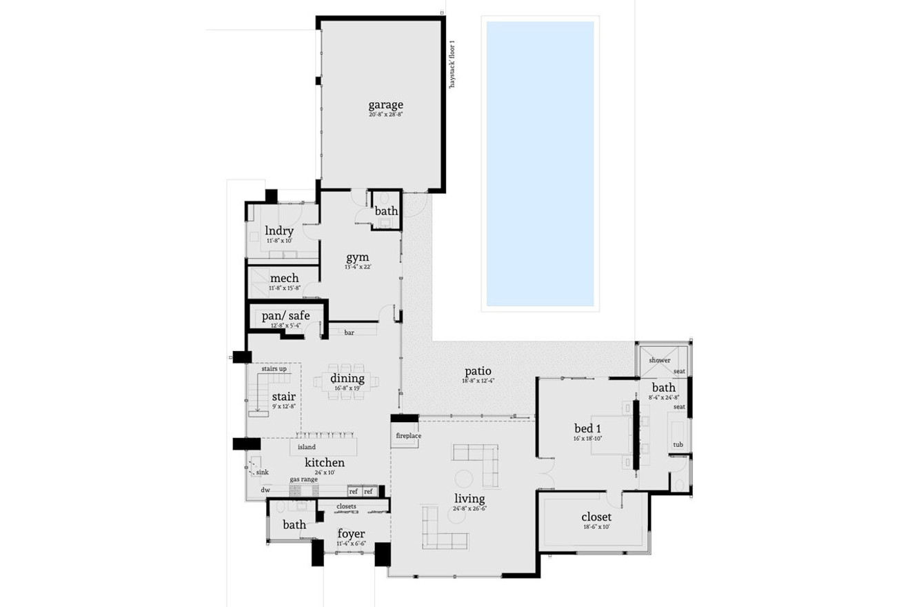 Modern House Plan - Haystack 99745 - 1st Floor Plan