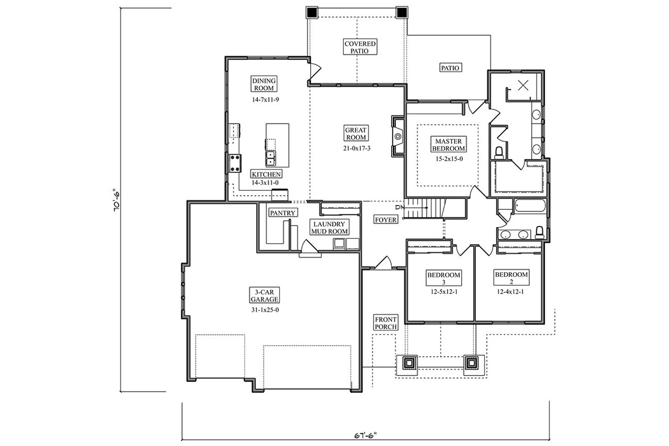 Tuscan House Plan - Hawthorn 99812 - 1st Floor Plan