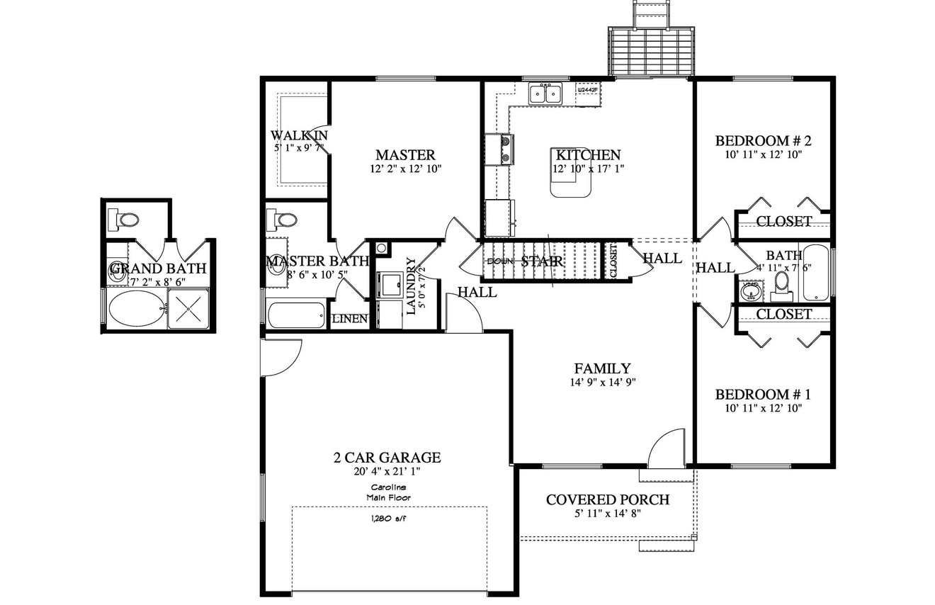 Traditional House Plan - Caroline 99968 - 1st Floor Plan