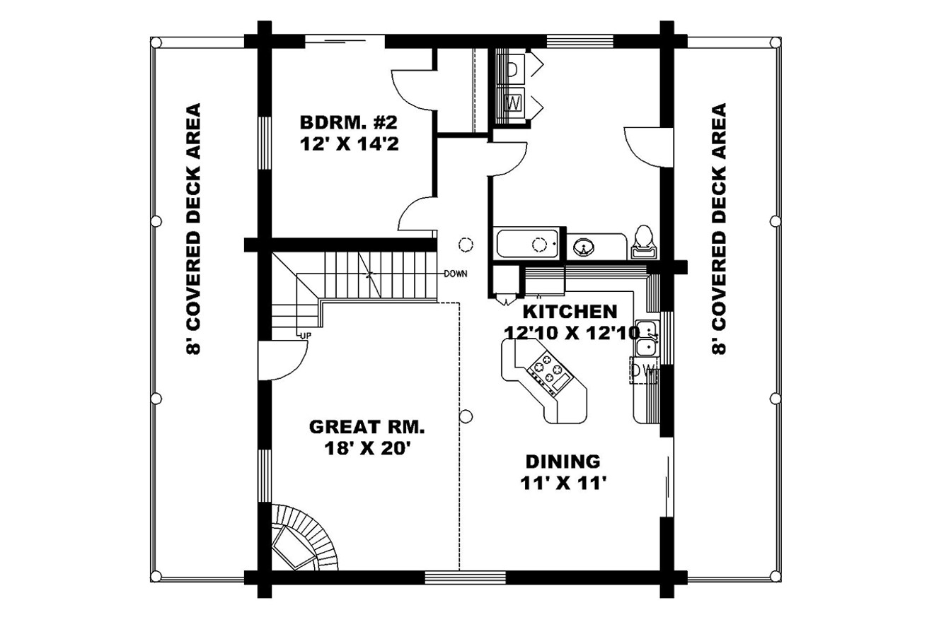 A-Frame House Plan - 59456 - 1st Floor Plan