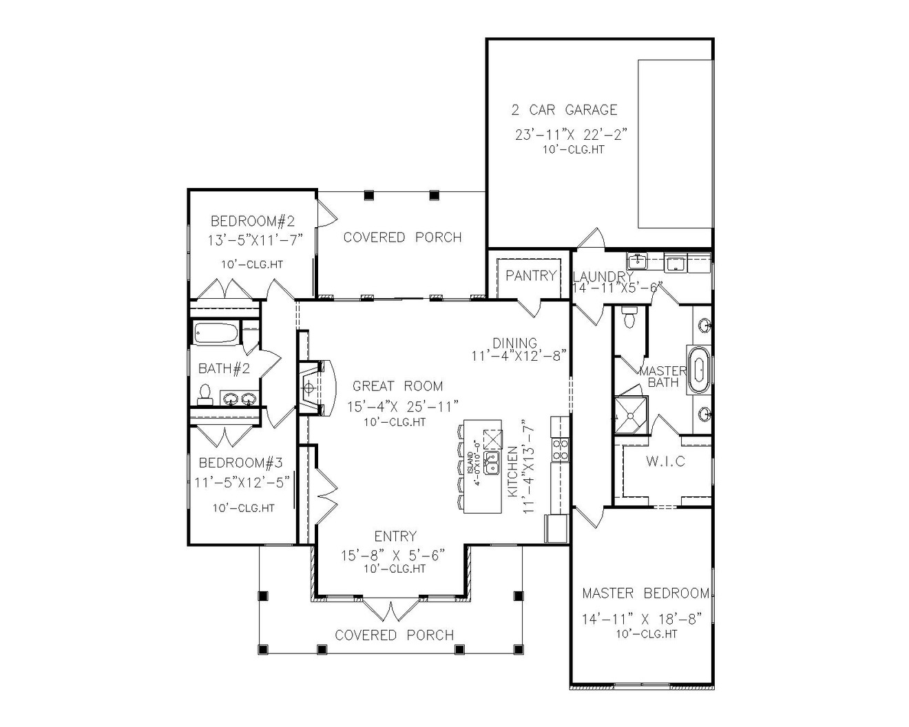 Ranch House Plan - Summerville 63476 - 1st Floor Plan