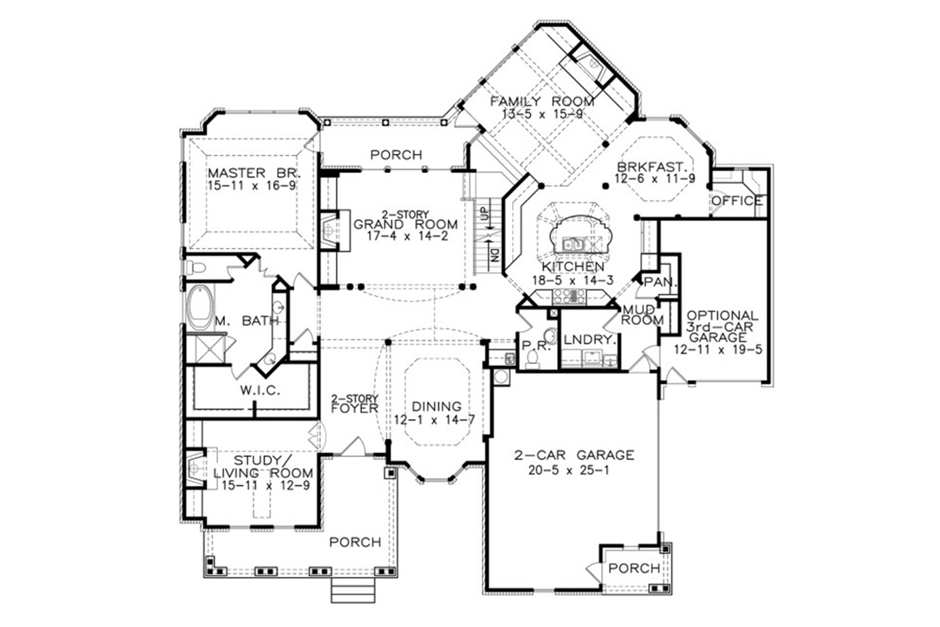 Craftsman House Plan - Brookmoore 63899 - 1st Floor Plan