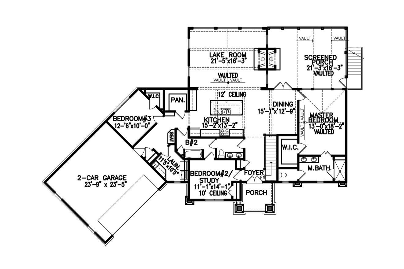 Craftsman House Plan - Walkers Peak 94012 - 1st Floor Plan