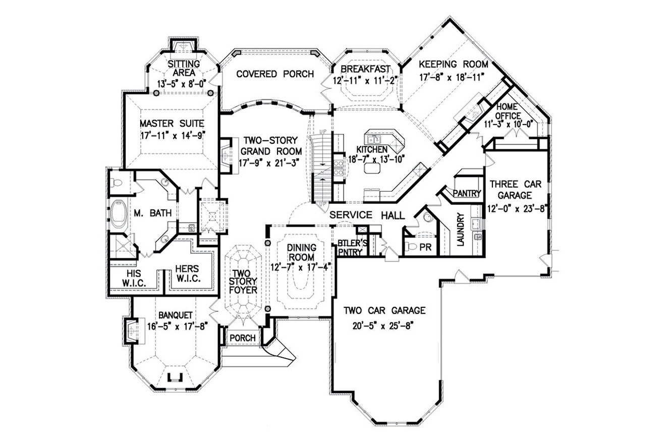 European House Plan - Brockton Hall 96009 - 1st Floor Plan