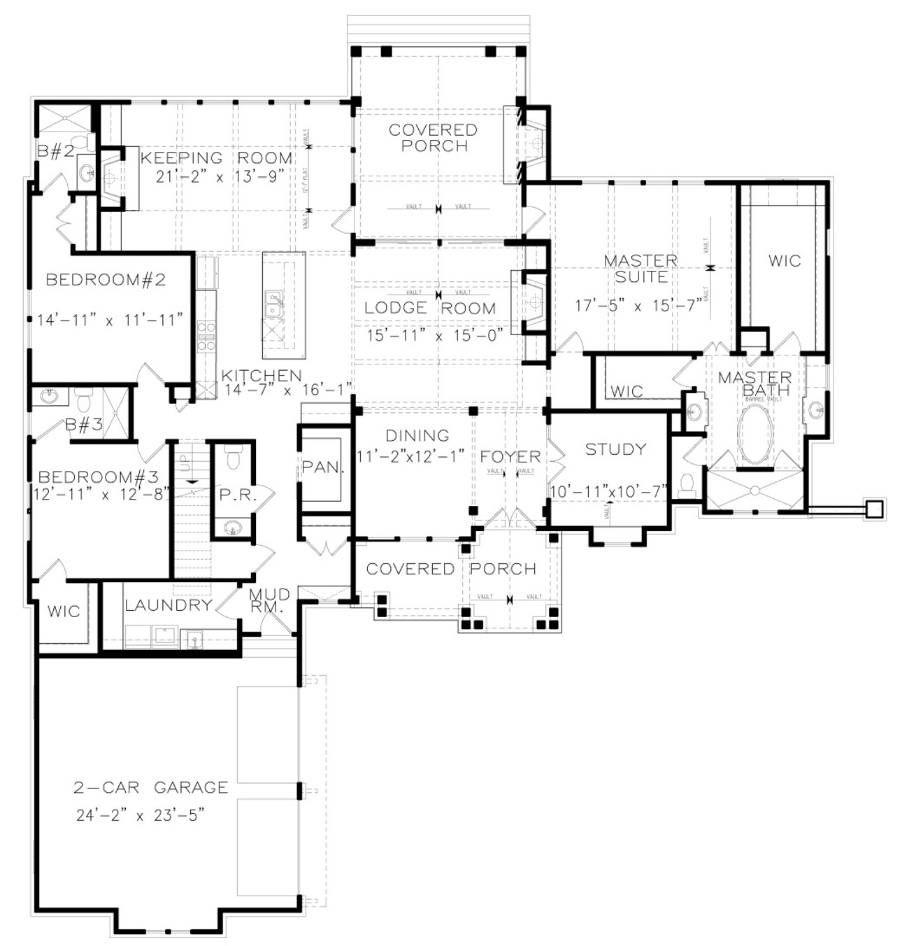 Craftsman House Plan - Woodfin Valley 32712 - 1st Floor Plan