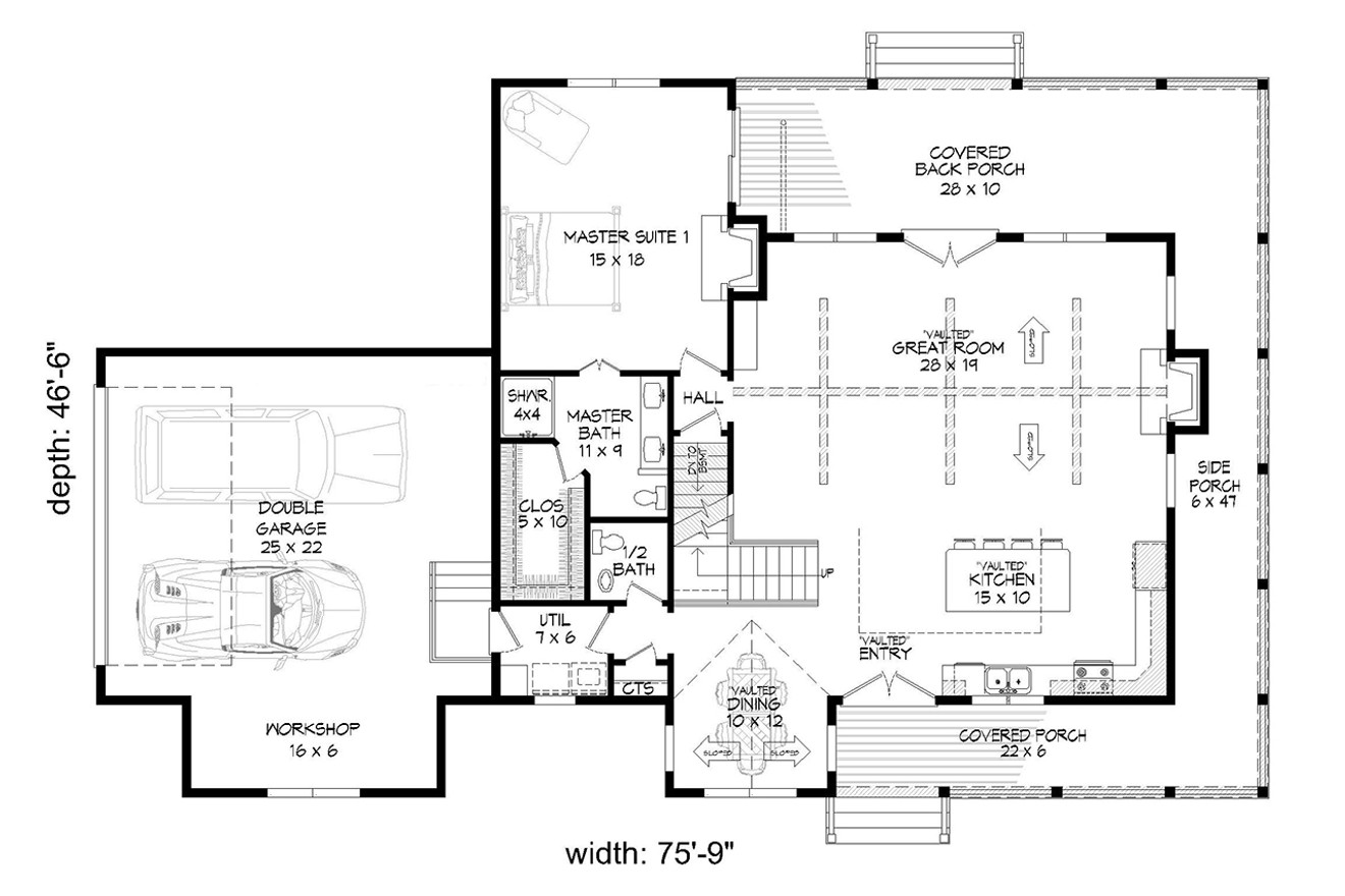 Farmhouse House Plan - Ann Arbor 17083 - 1st Floor Plan