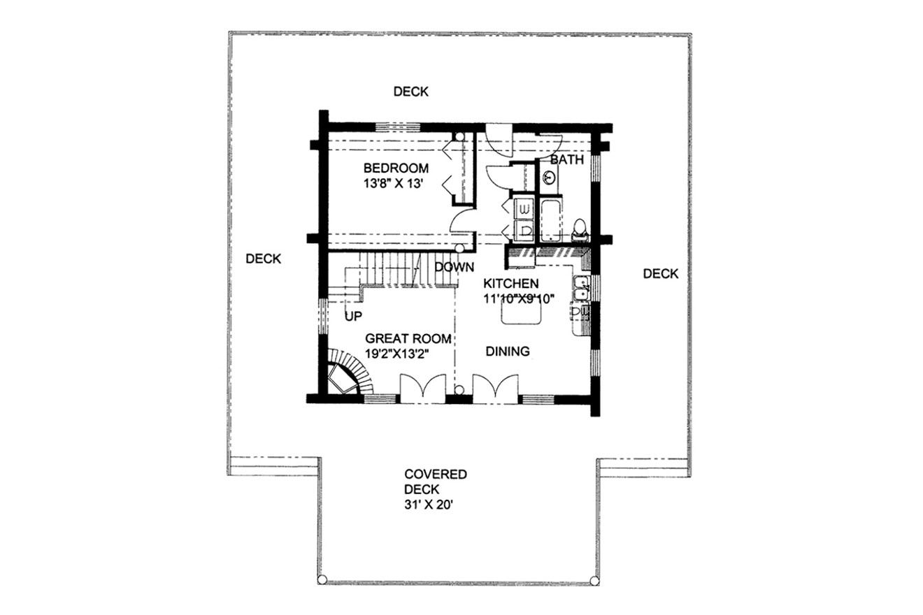 Lodge Style House Plan - 45502 - 1st Floor Plan