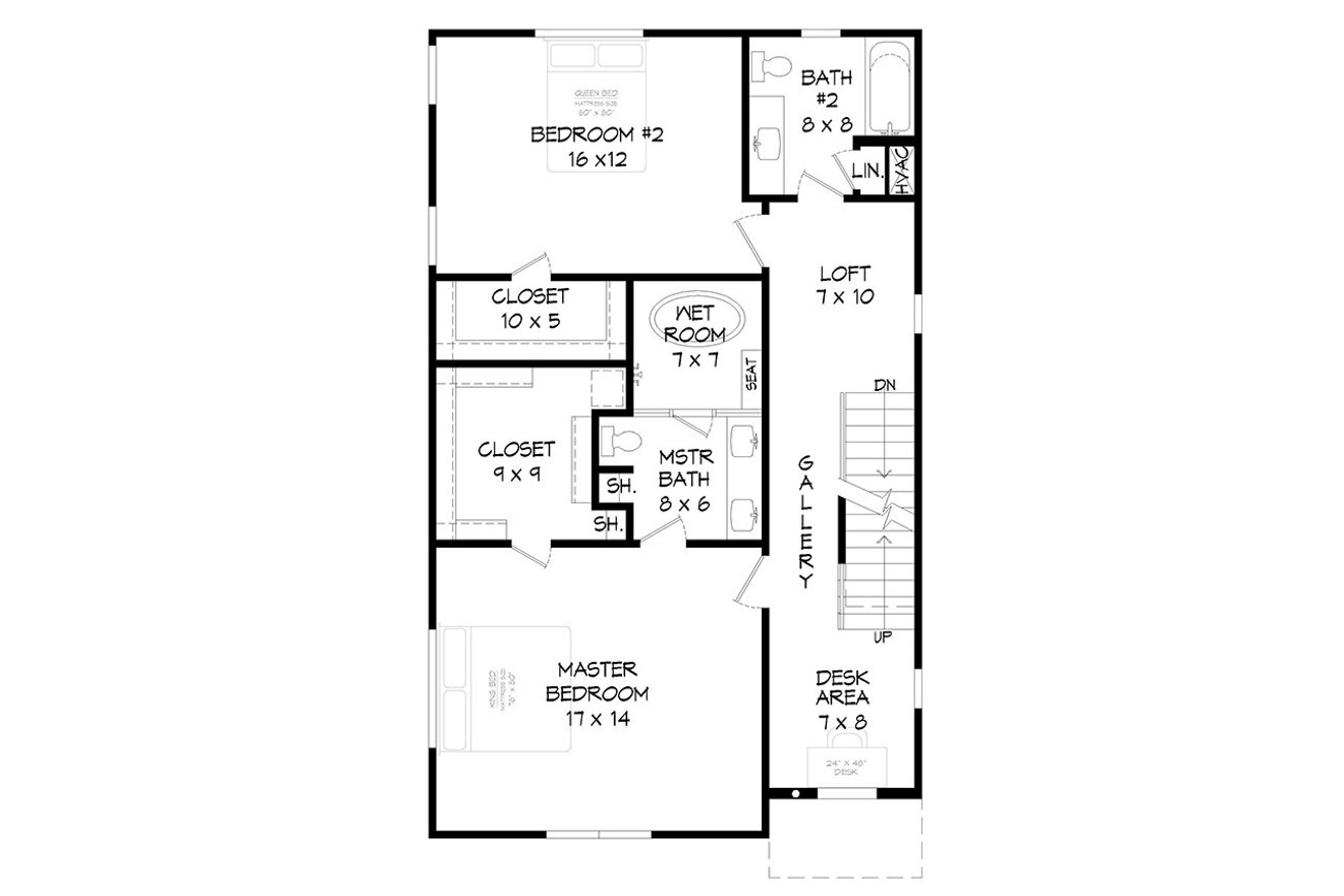 Secondary Image - Contemporary House Plan - Hill Street 61666 - 2nd Floor Plan Secondary Image - Contemporary House Plan - Hill Street 61666 - 2nd Floor Plan