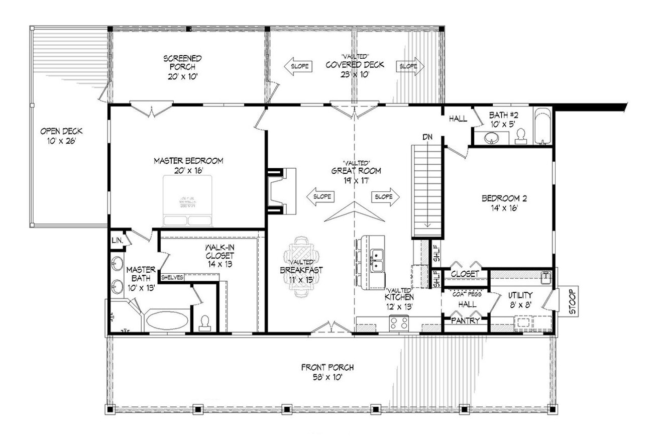 Ranch House Plan - Blue Ridge Lake 75203 - 1st Floor Plan