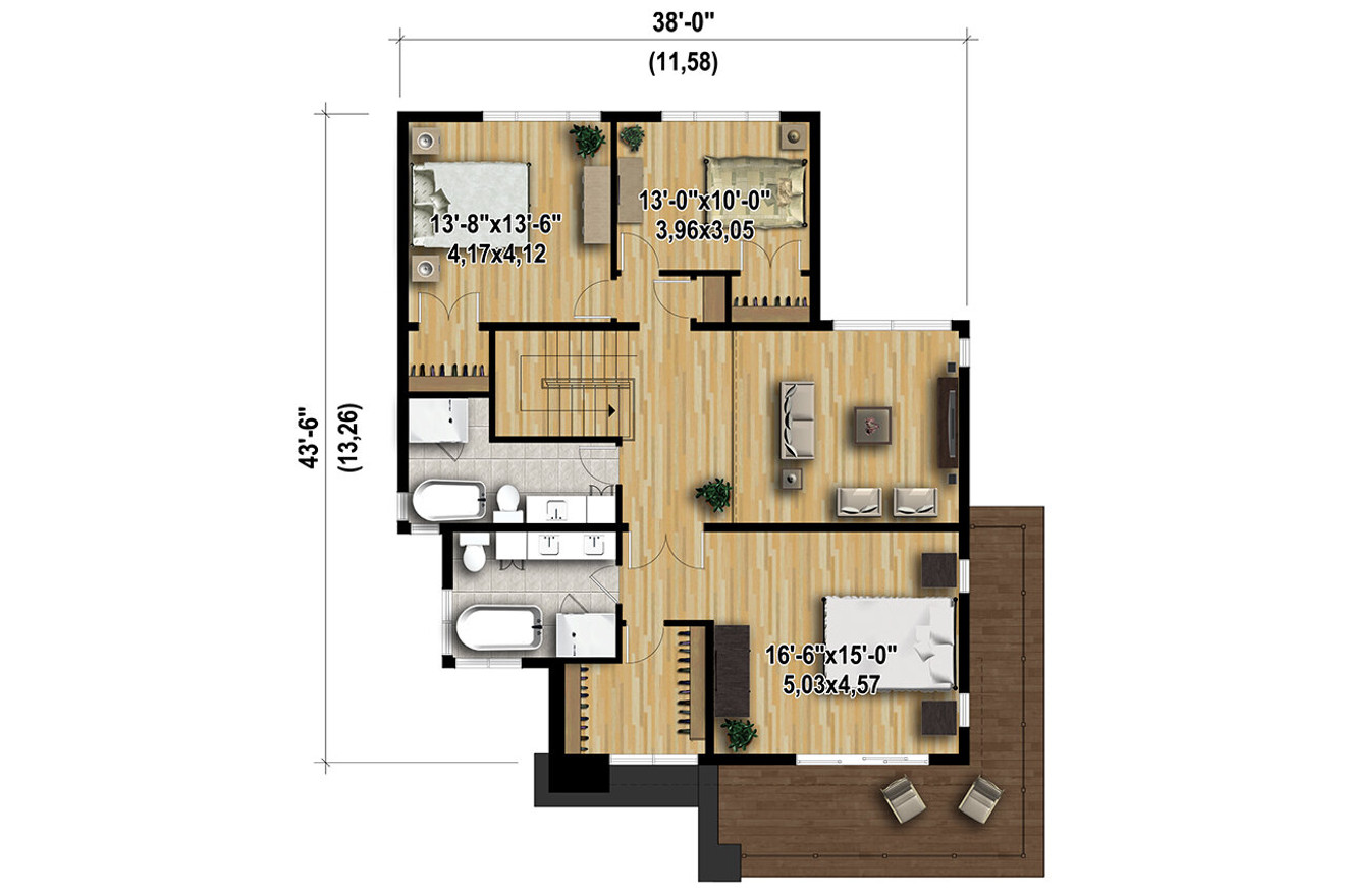 Secondary Image - Contemporary House Plan - 75797 - 2nd Floor Plan