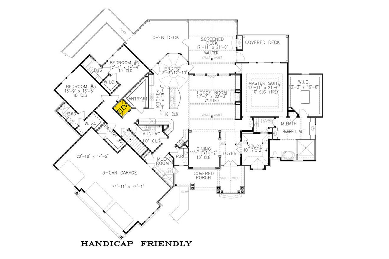 Craftsman House Plan - Tiger Creek Cottage C 90314 - 1st Floor Plan