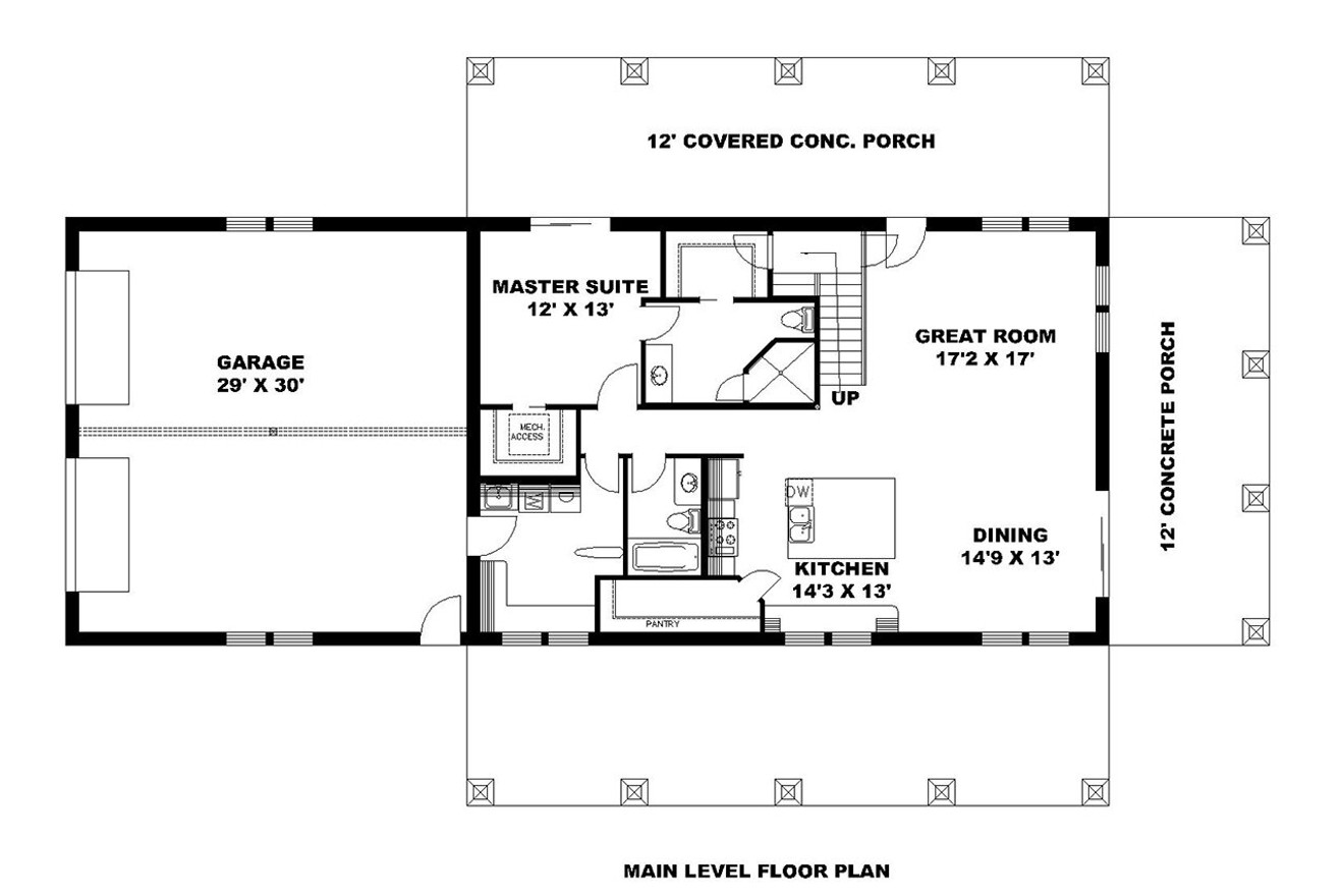 Ranch House Plan - 78738 - 1st Floor Plan