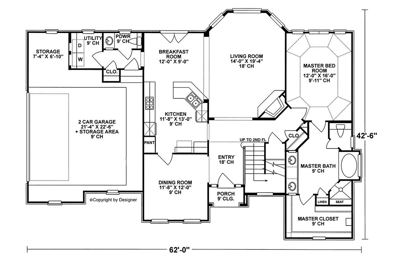 European House Plan - Buckland Showcase 36662 - 1st Floor Plan