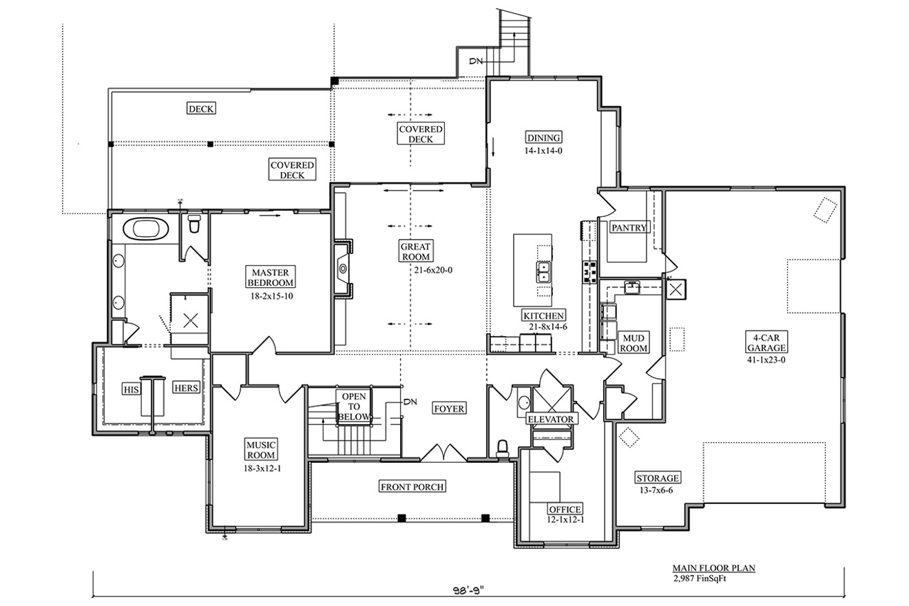 Craftsman House Plan - Sorrel Ranch 96070 - 1st Floor Plan