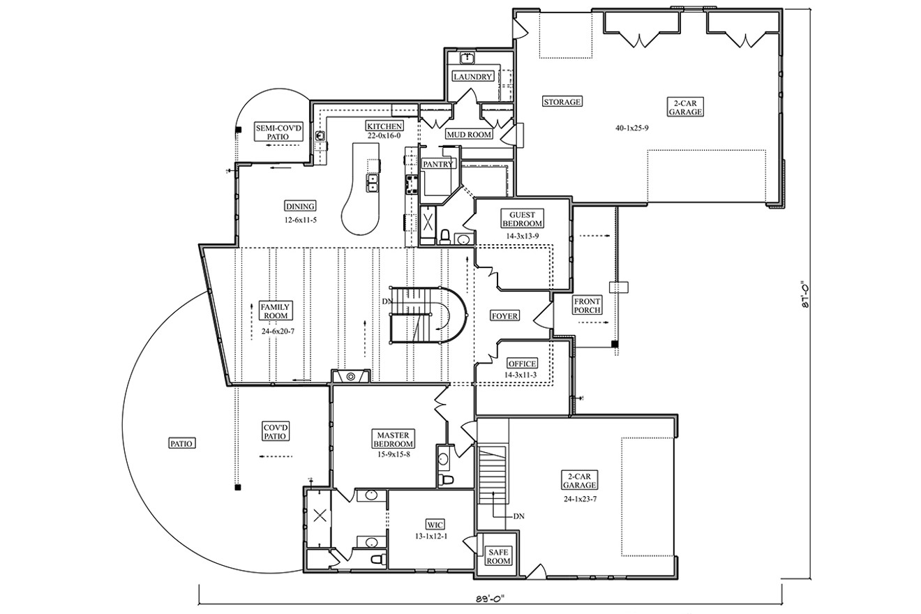 Ranch House Plan - Shearwater 54078 - 1st Floor Plan