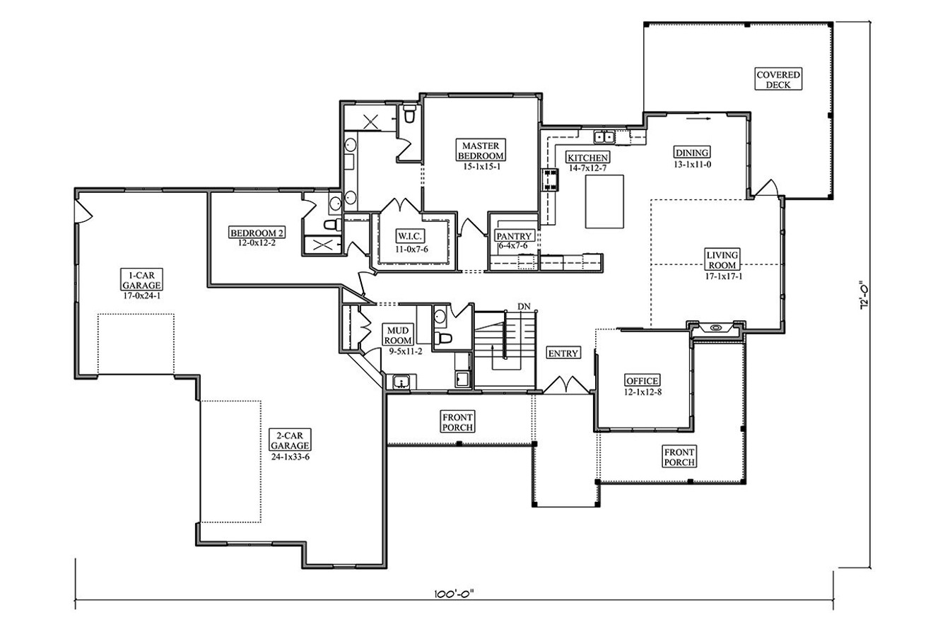 Craftsman House Plan - Coffman Park 45701 - 1st Floor Plan
