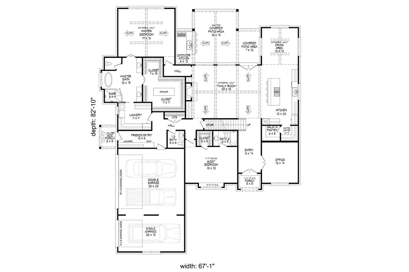 European House Plan - Mount Nebo 89990 - 1st Floor Plan